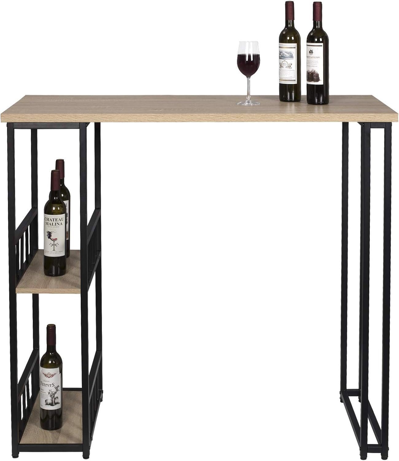 Woltu Bartisch (1-St), Bartisch mit 2 Ablagefläche aus Metallgestell & MDF