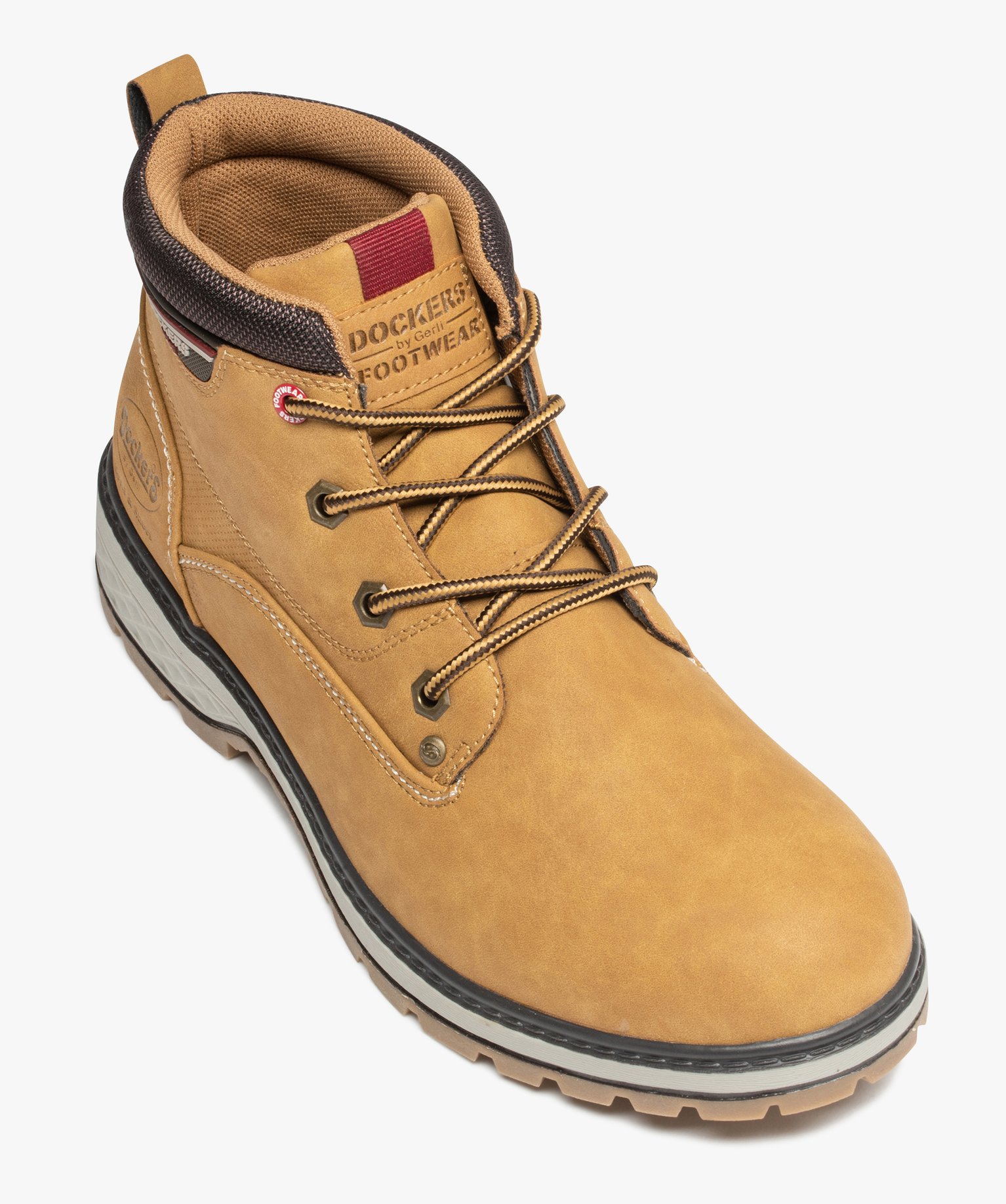 Boots homme à semelle crantée et à lacets bicolores - Doc... camel | GEMO