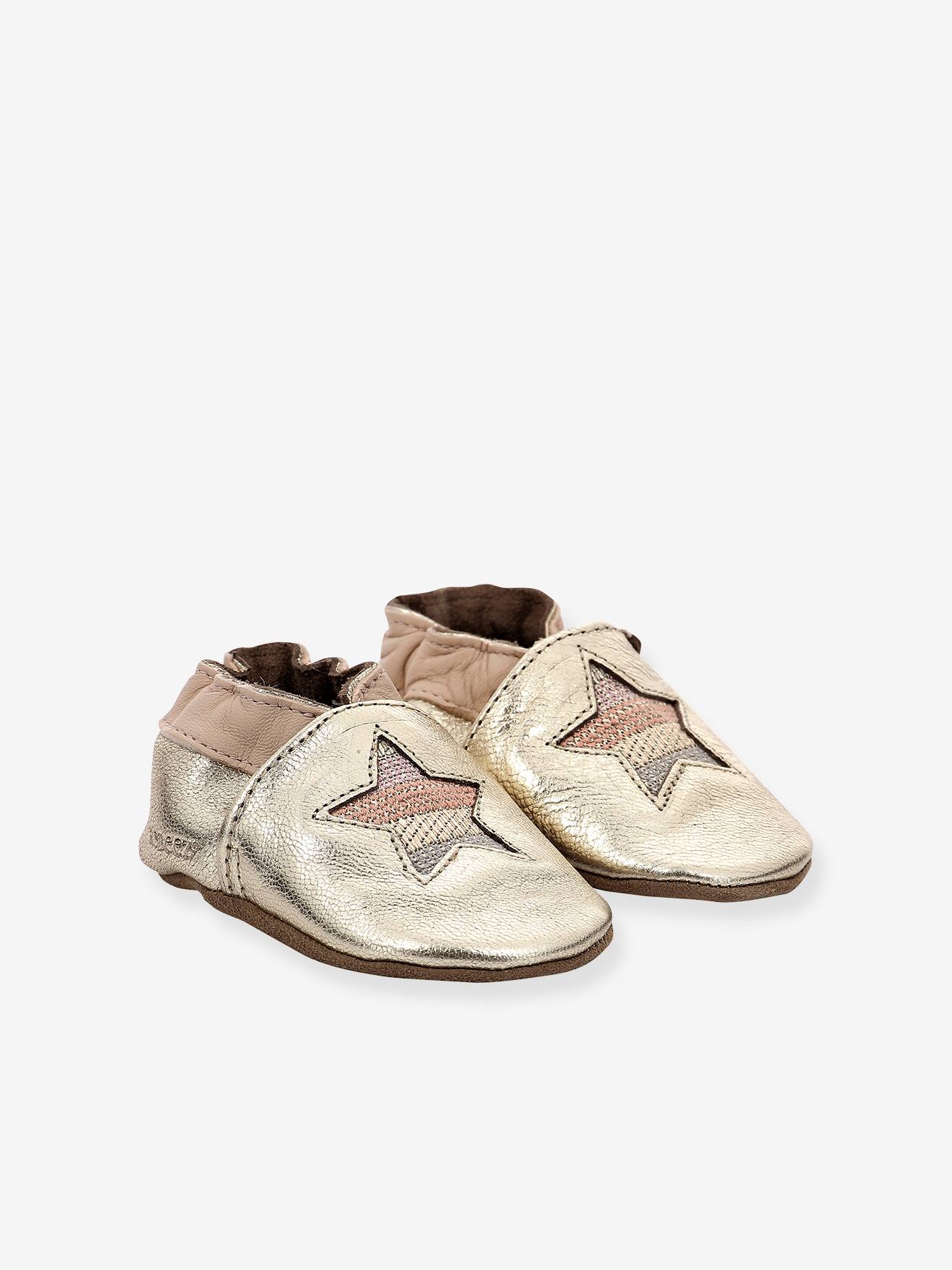 Chaussons cuir souple bébé Star Stripe ROBEEZ© marine