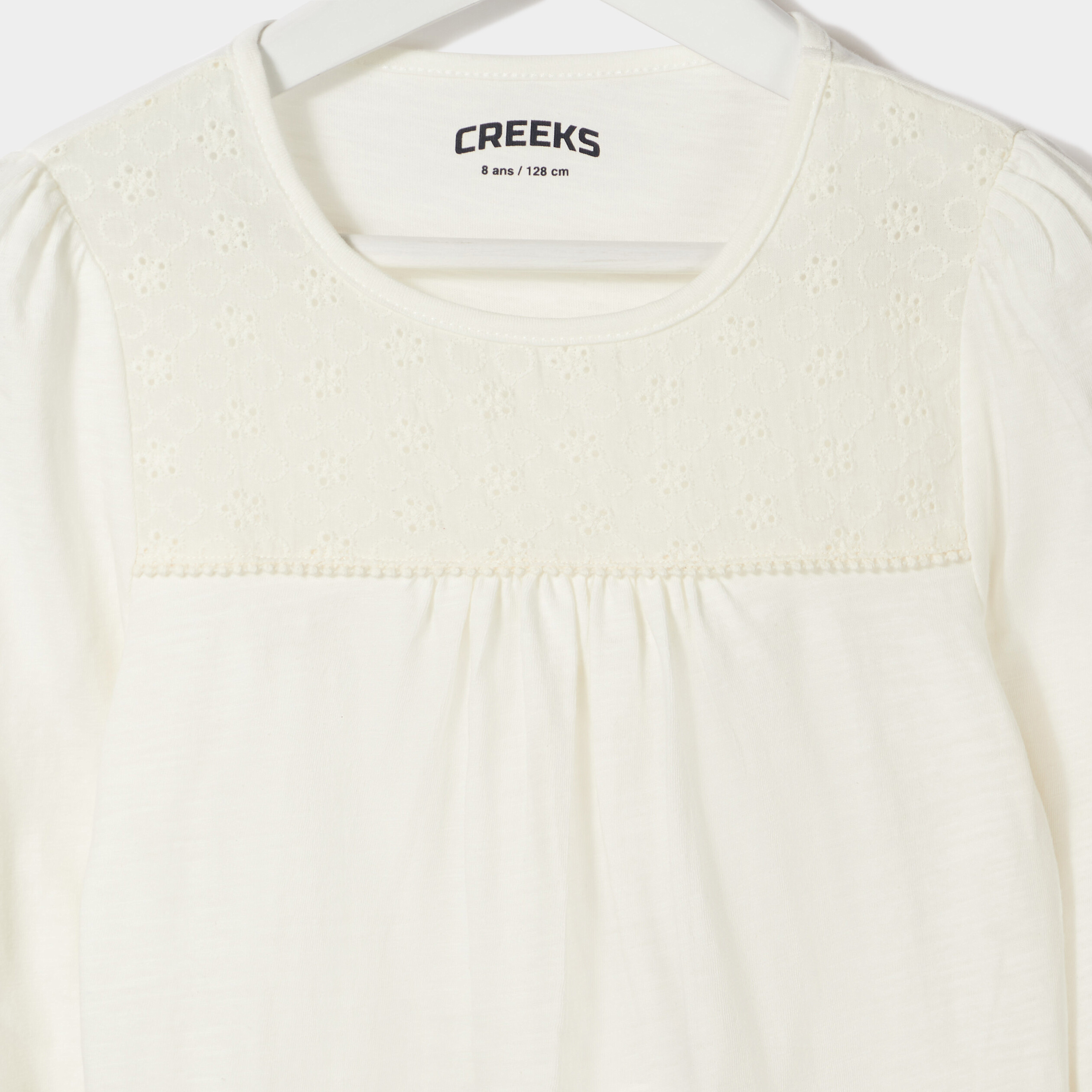 T-shirt avec broderie Creeks ivoire fille | La Halle