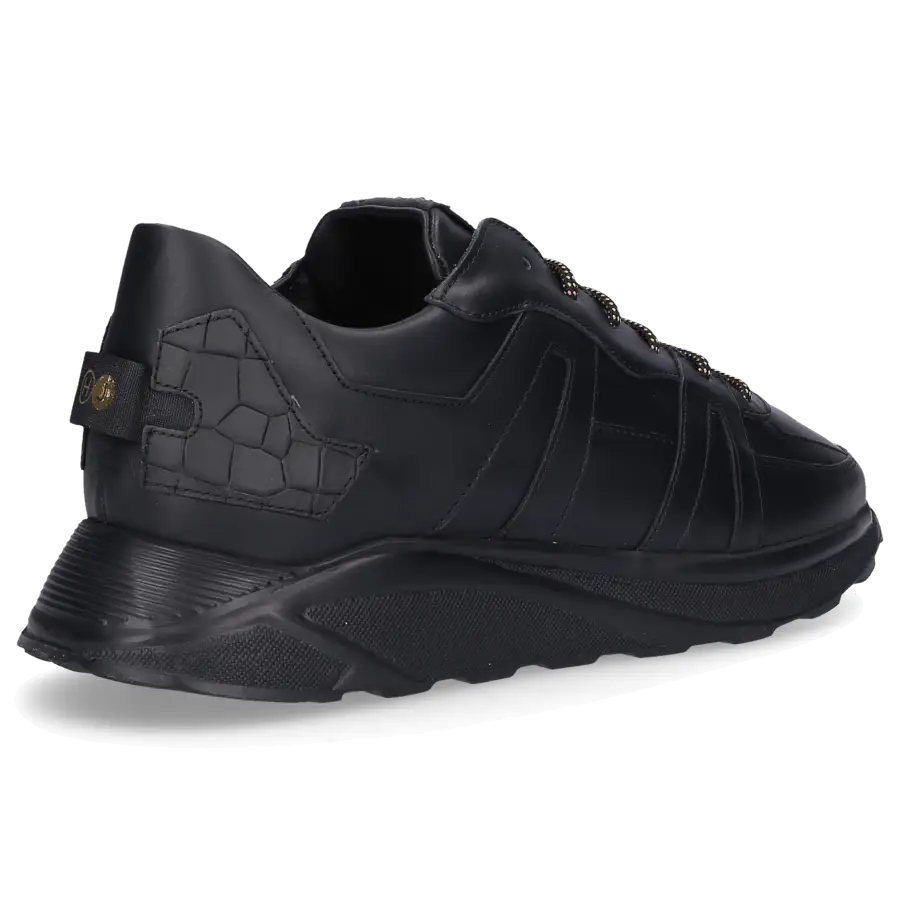 Hide & Jack - Sneaker low RUNNING JET Kalbsleder Logo schwarz - schwarz
