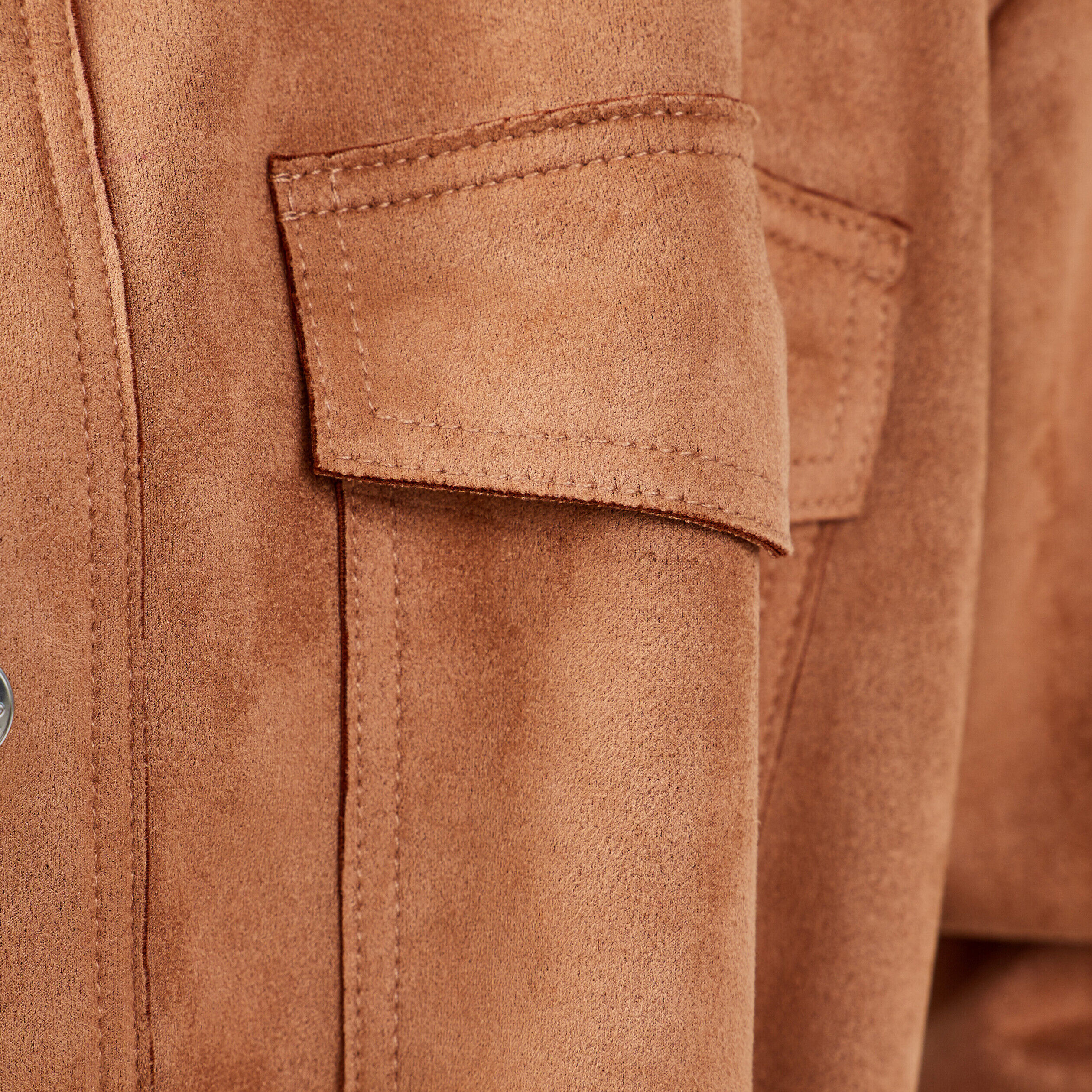 Veste droite boutonnée suédée camel femme | Cache Cache