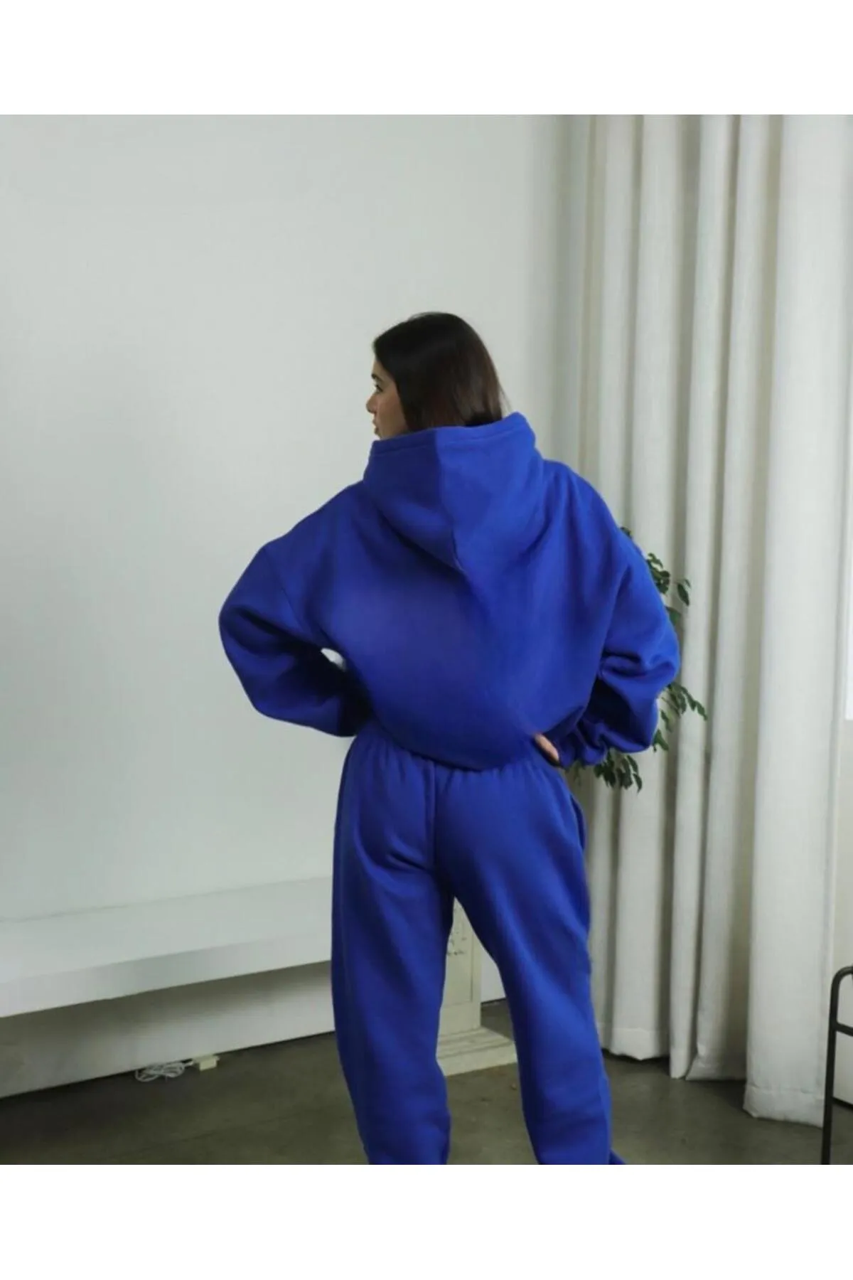 My Blog  Dear Couple Kombination 2-teiliges Saks Blue Oversize-Trainingsanzug-Set mit Kapuze