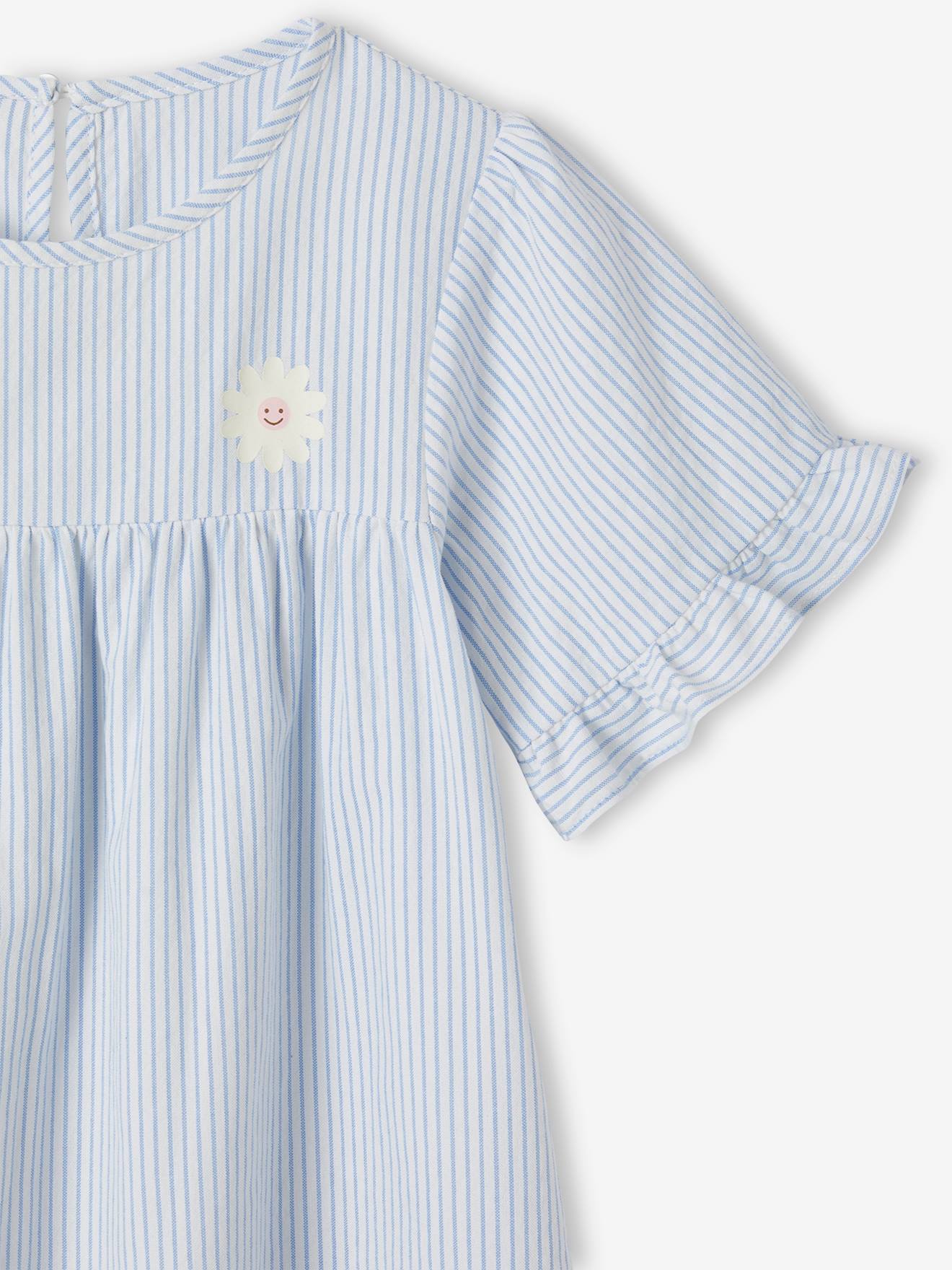Vertbaudet Mädchen Sommer-Nachthemd - blau gestreift