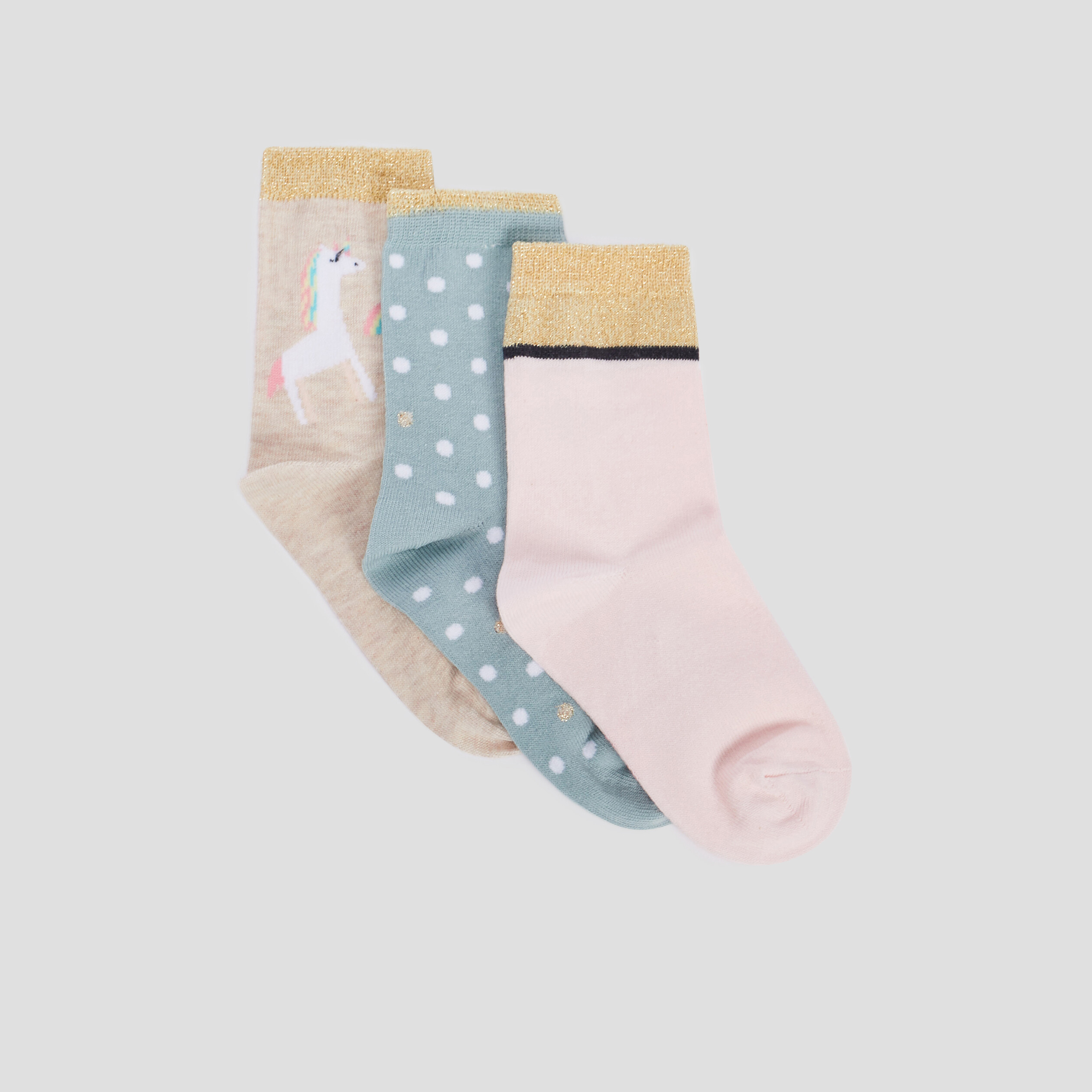 Lot 3 paires chaussettes beige fille | La Halle