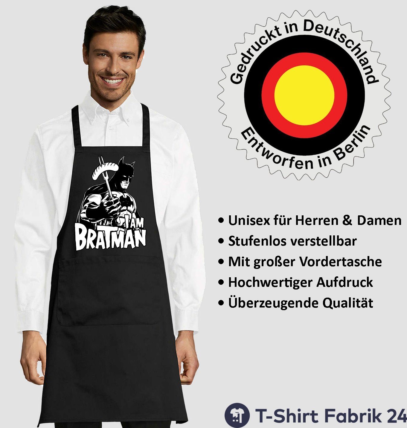 Youth Designz Grillschürze I AM BRATMAN Herren Schürze Männer Grillschürze, mit lustigem Spruch Aufdruck