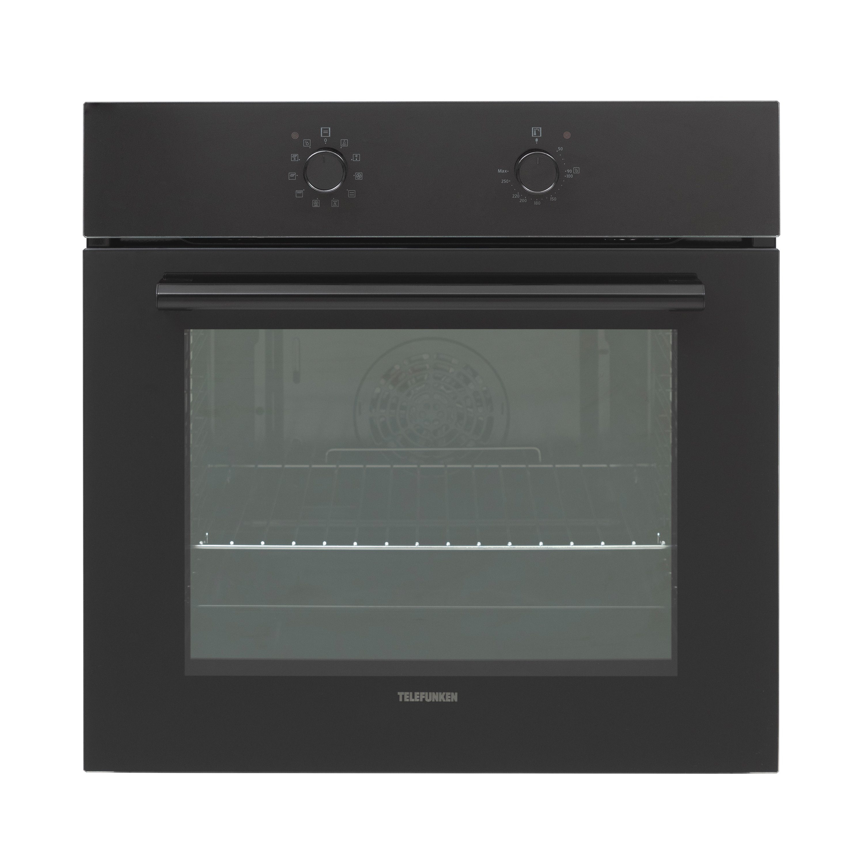 Telefunken Einbaubackofen ECB65A-B, VapClean, 65 Liter, 10 Funktionen, Autark, Dampfreinigung, 60 cm, Edelstahl