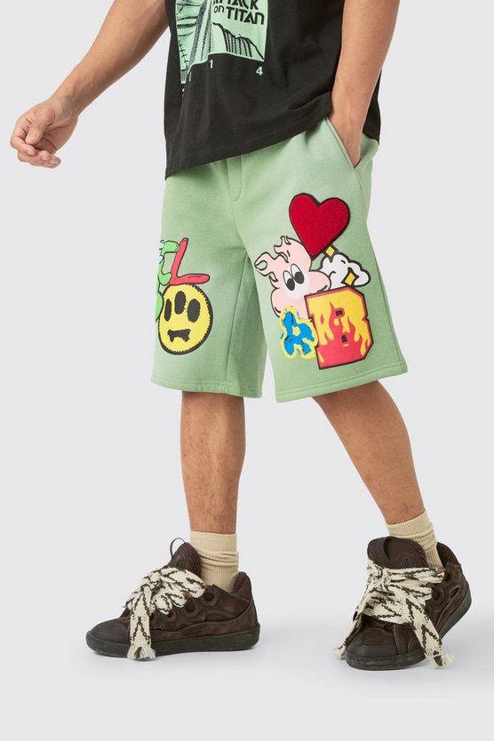 Lockere bestickte Shorts