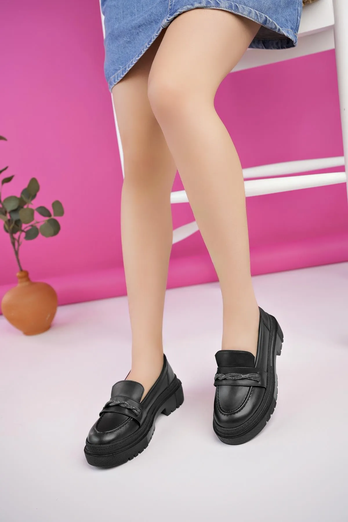 MUGGO  Oxford-Garantie Damen-Loafer mit dicker Sohle, täglicher, lässiger Mokassin