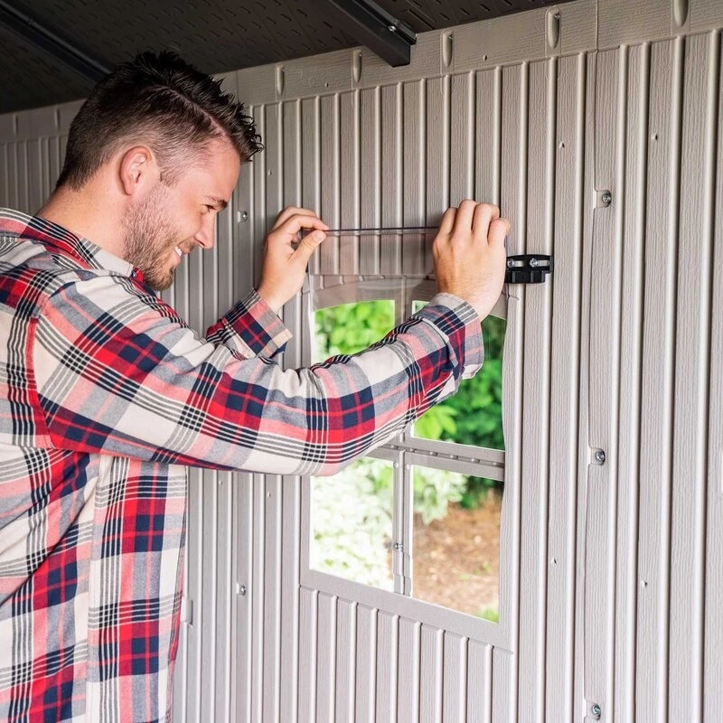 8' wide x 12.5' deep plastic storage shed