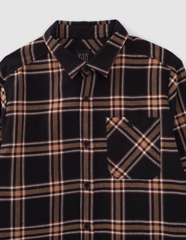 Chemise noir, camel, écru à carreaux garçon