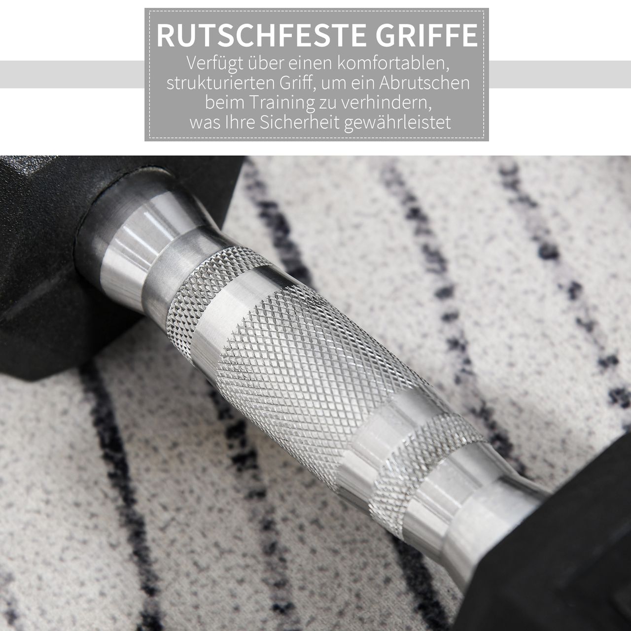 HOMCOM 2er-Set Gummi-Hantel Fitness Hantel Kurzhantel für Trainingsraum schwarz 10 KG