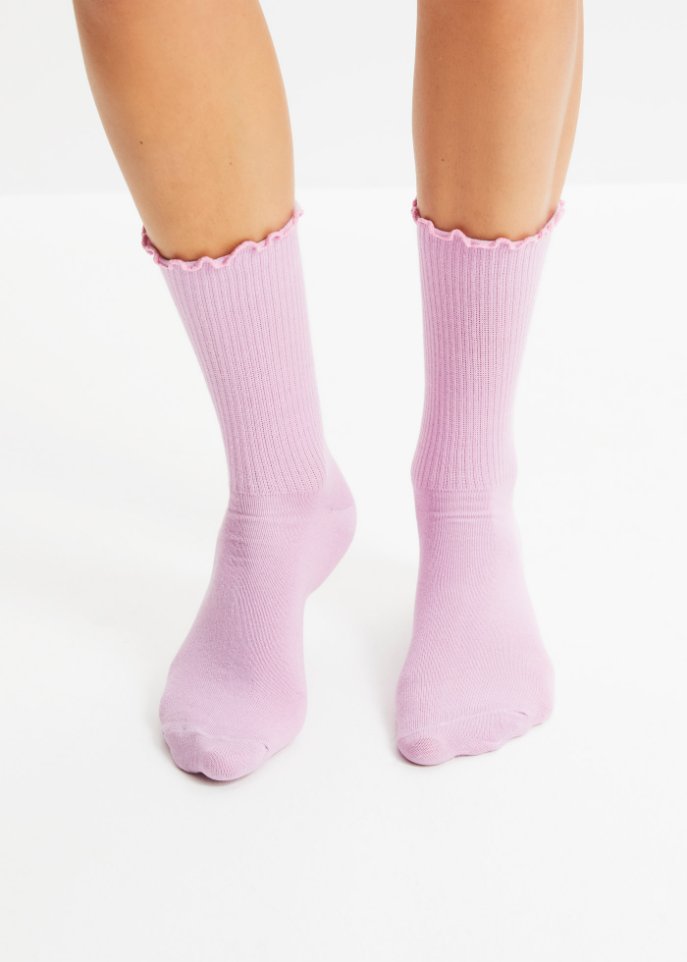 Rippsocken (4er Pack) mit Rüschenkante mit Bio-Baumwolle