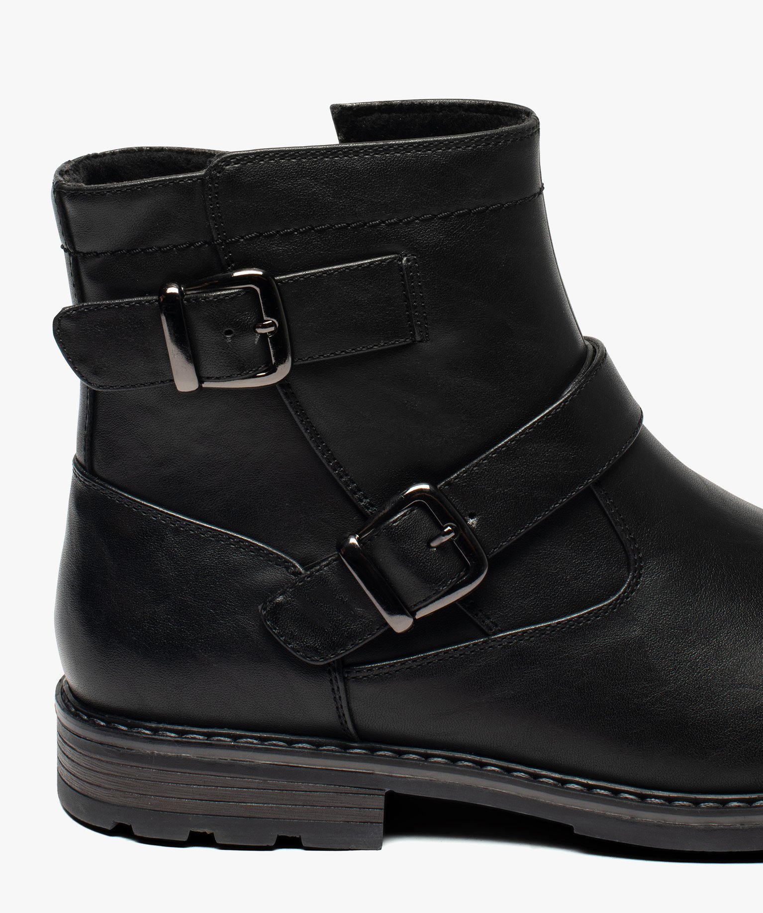 Boots homme à boucles décoratives et doublure chaude noir | GEMO