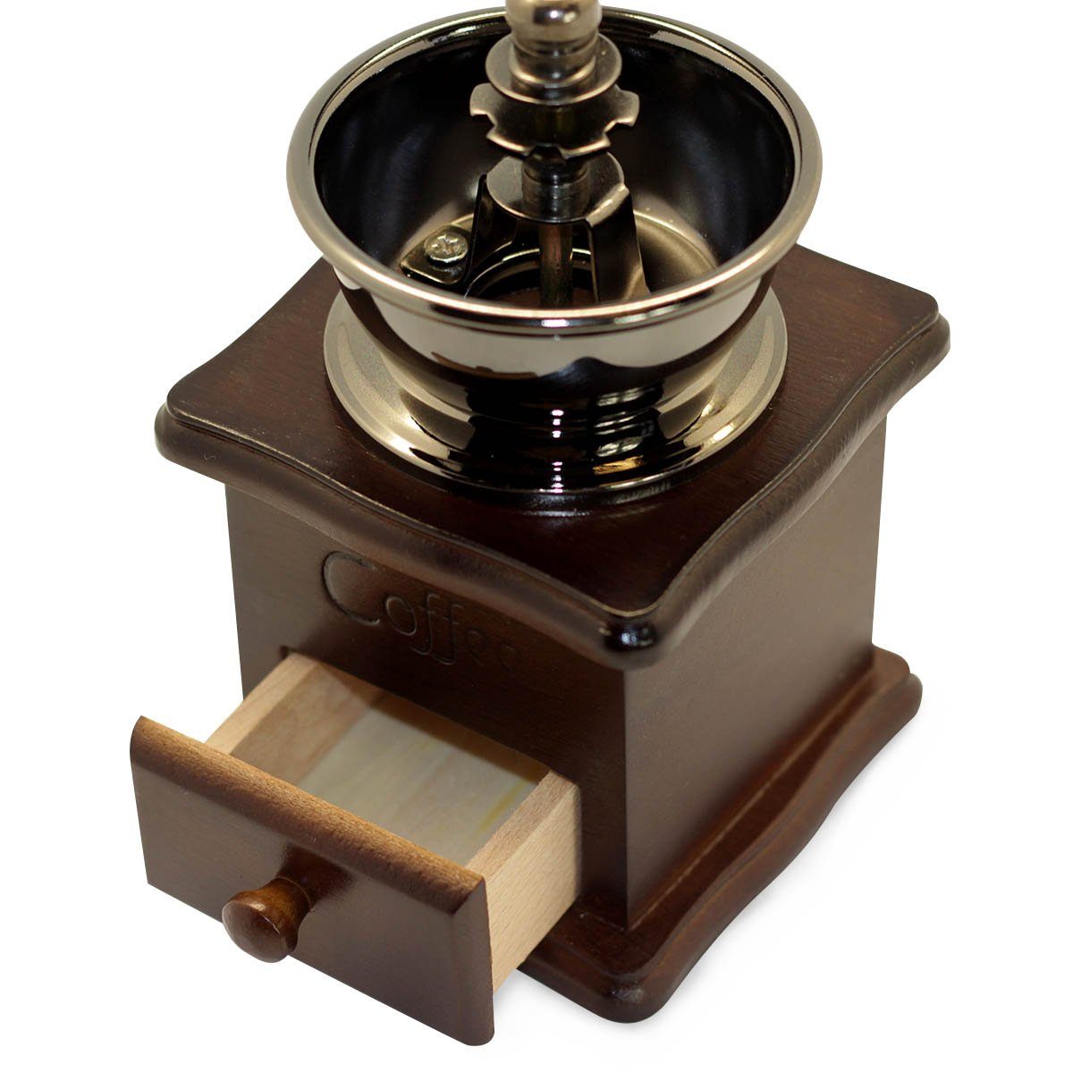 4BIG.fun Espressokocher Manuelle Kaffeemühle Retro Holz Handmühle