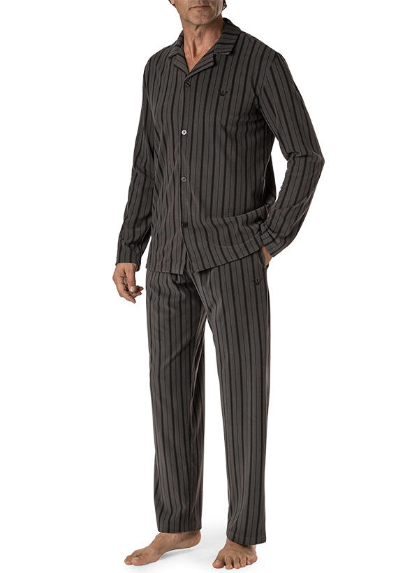 EMPORIO ARMANI, Pyjama, Mikrofaser-Fleece, graphit-schwarz gestreift