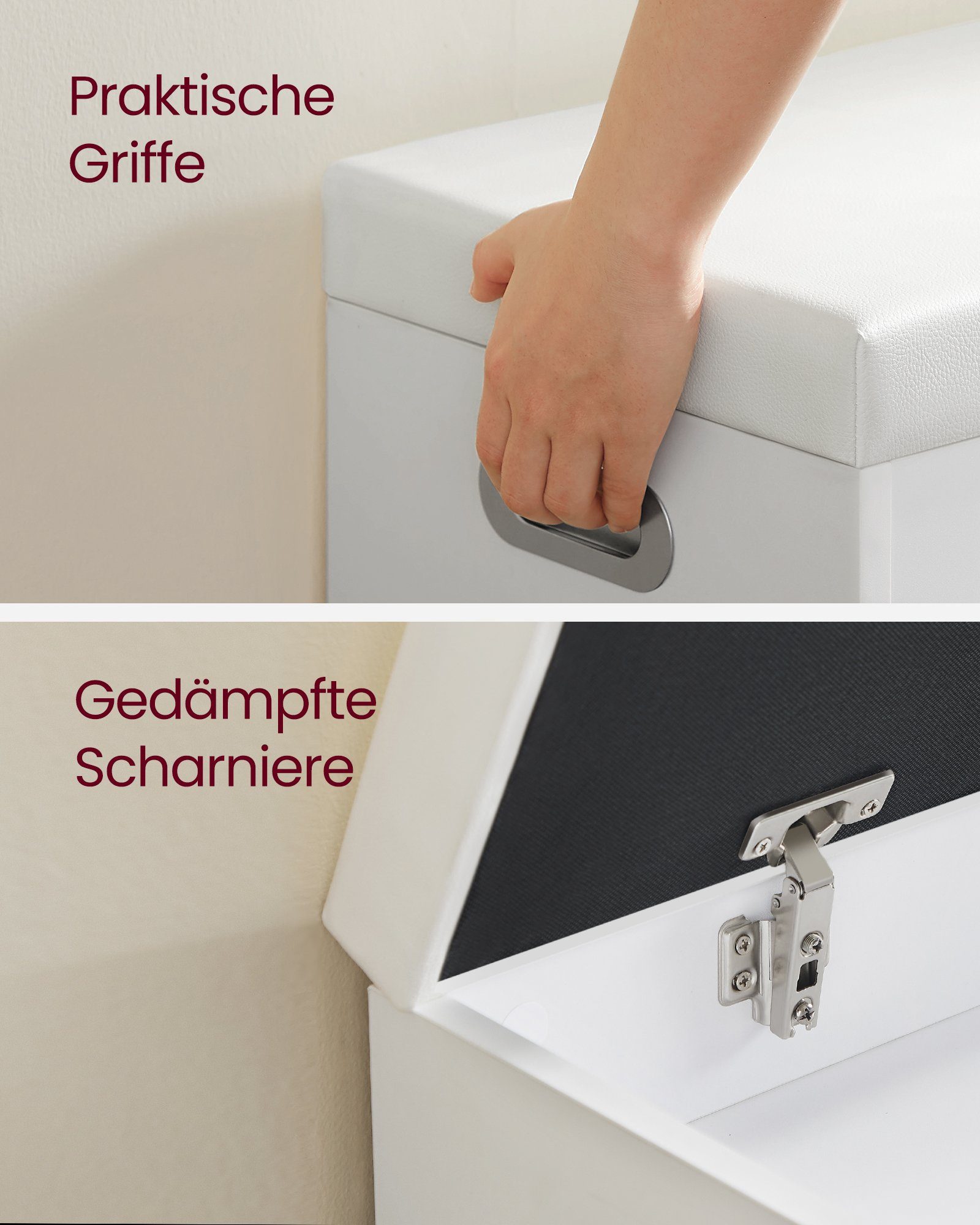 VASAGLE Schuhbank, mit Stauraum, 80 x 30 x 44 cm (L x B x H)