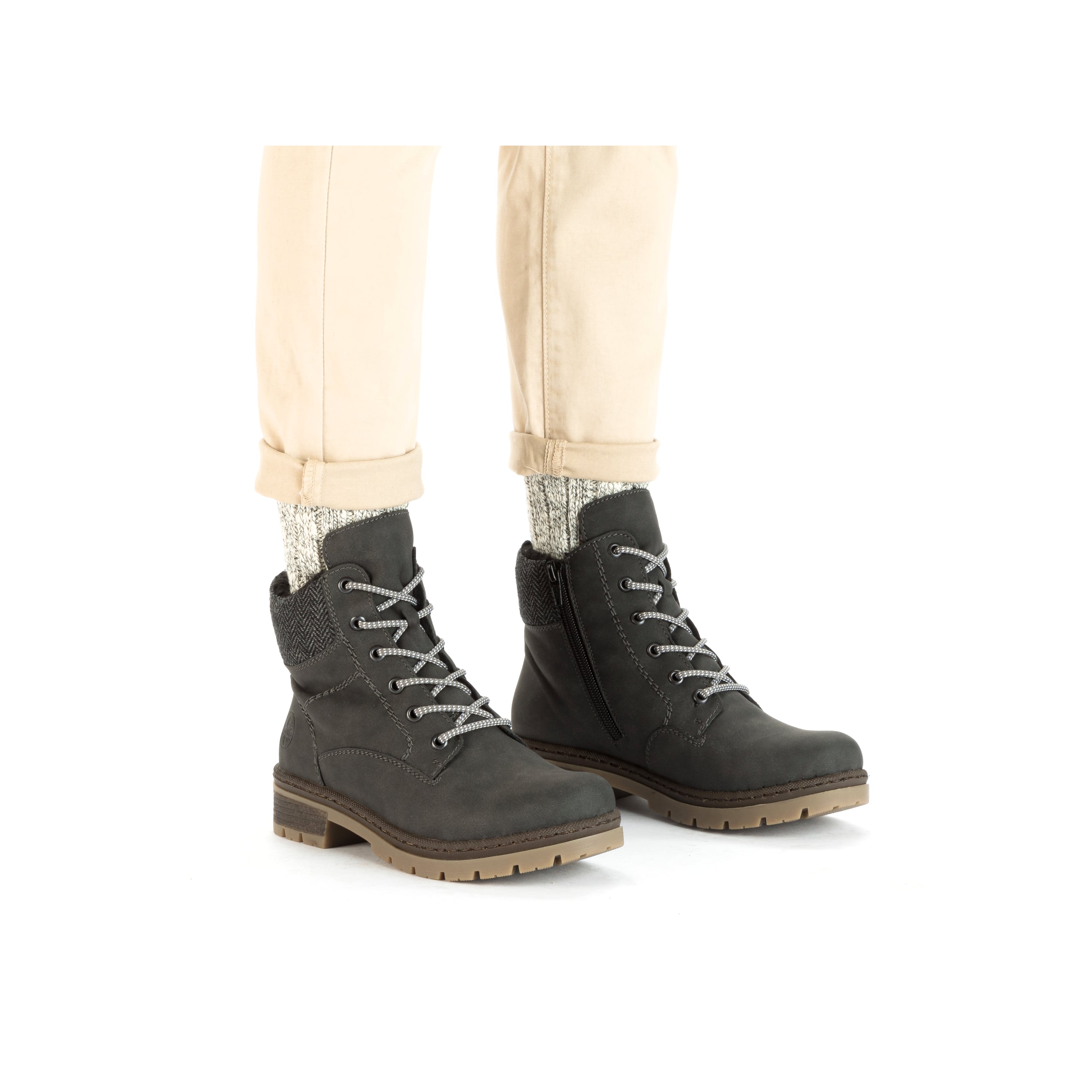 Rieker Damen Schnürstiefel asphaltgrau