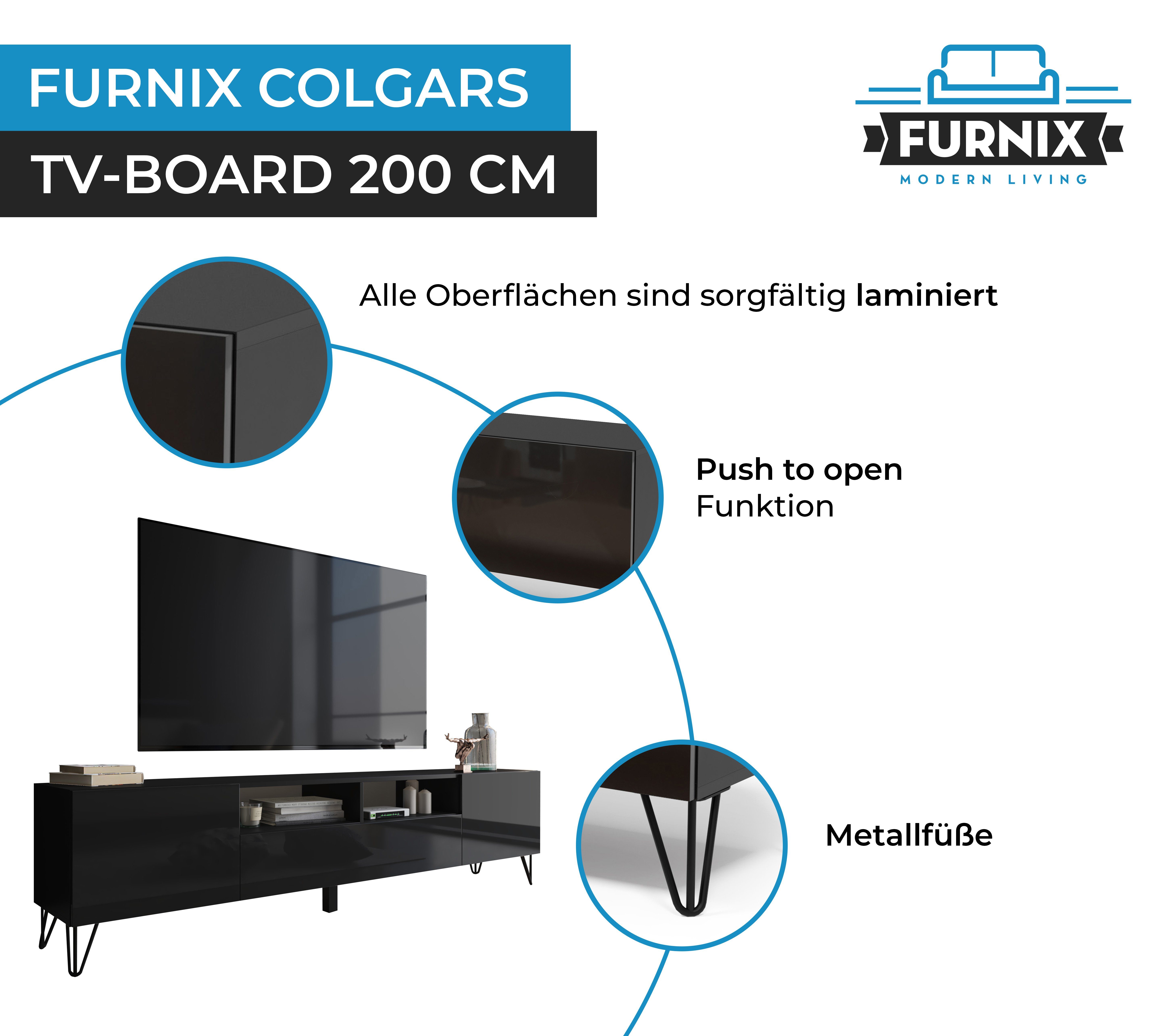 Furnix TV-Board COLGARS M11 TV-Schrank HAIRPIN Lowboard mit Metallfüßen, B200 x H51 x T37 cm
