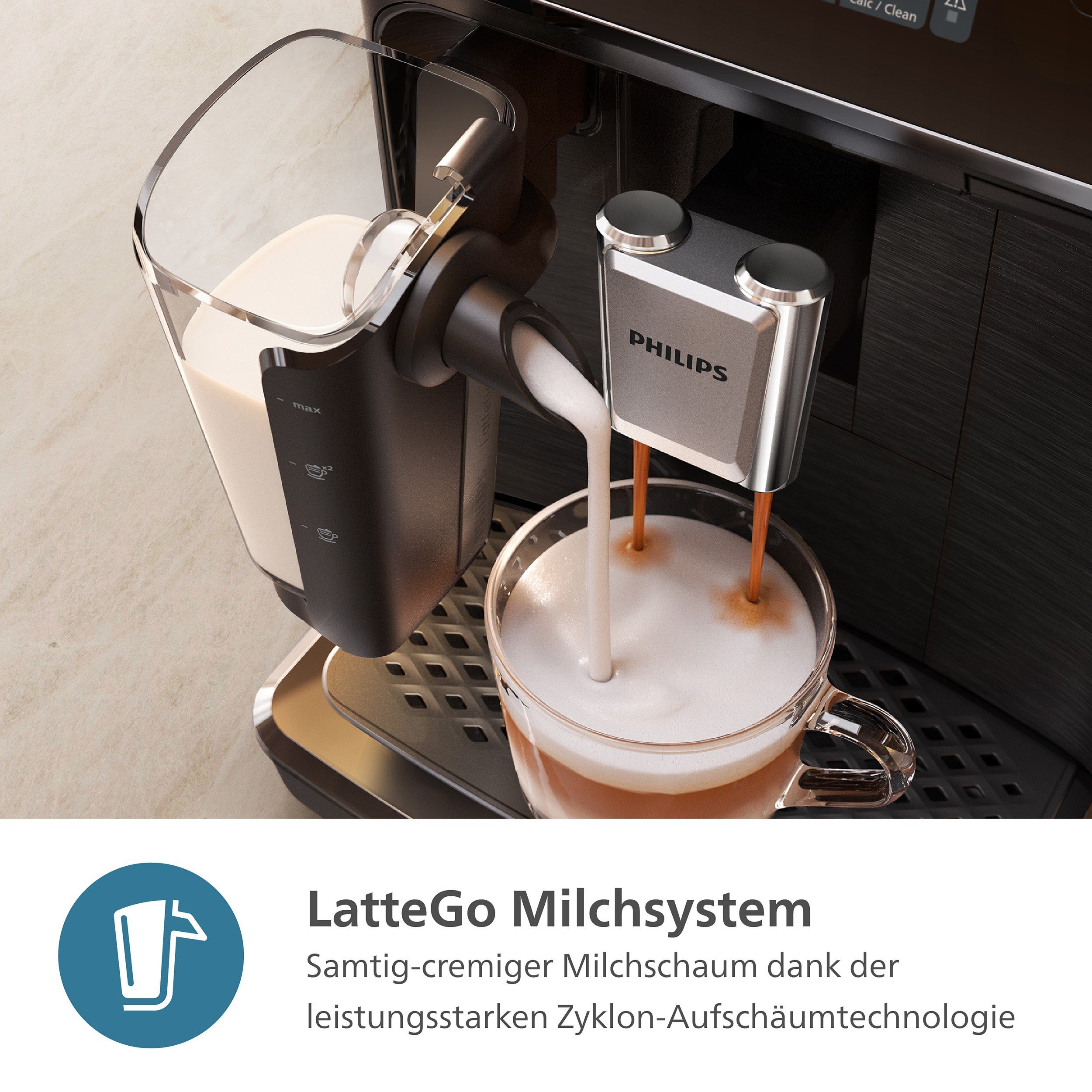 Philips Kaffeevollautomat EP2333/40 2300 Series, 4 Kaffeespezialitäten, mit LatteGo-Milchsystem, Weiß und Chrom