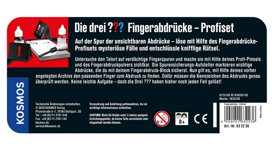 KOSMOS - Die drei ??? - Fingerabdrücke - Profiset - Mit Profi-Pinsel und 2 Fingerabdruckpulvern
