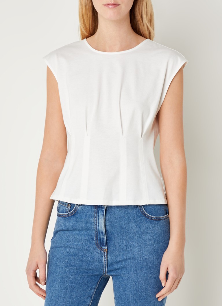 Top negru Dart Penny cu detalii plisate