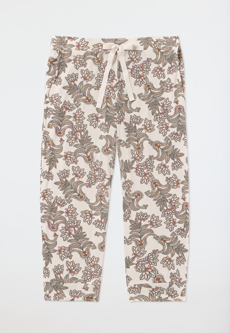 Loungehose 3/4-lang Modal Paisley creme - Mix+Relax