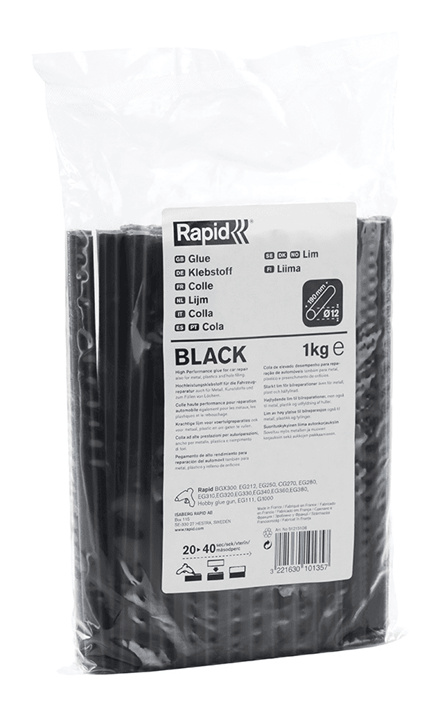 Cartușe de lipici negru profesionale Rapid 51215108 12 mm