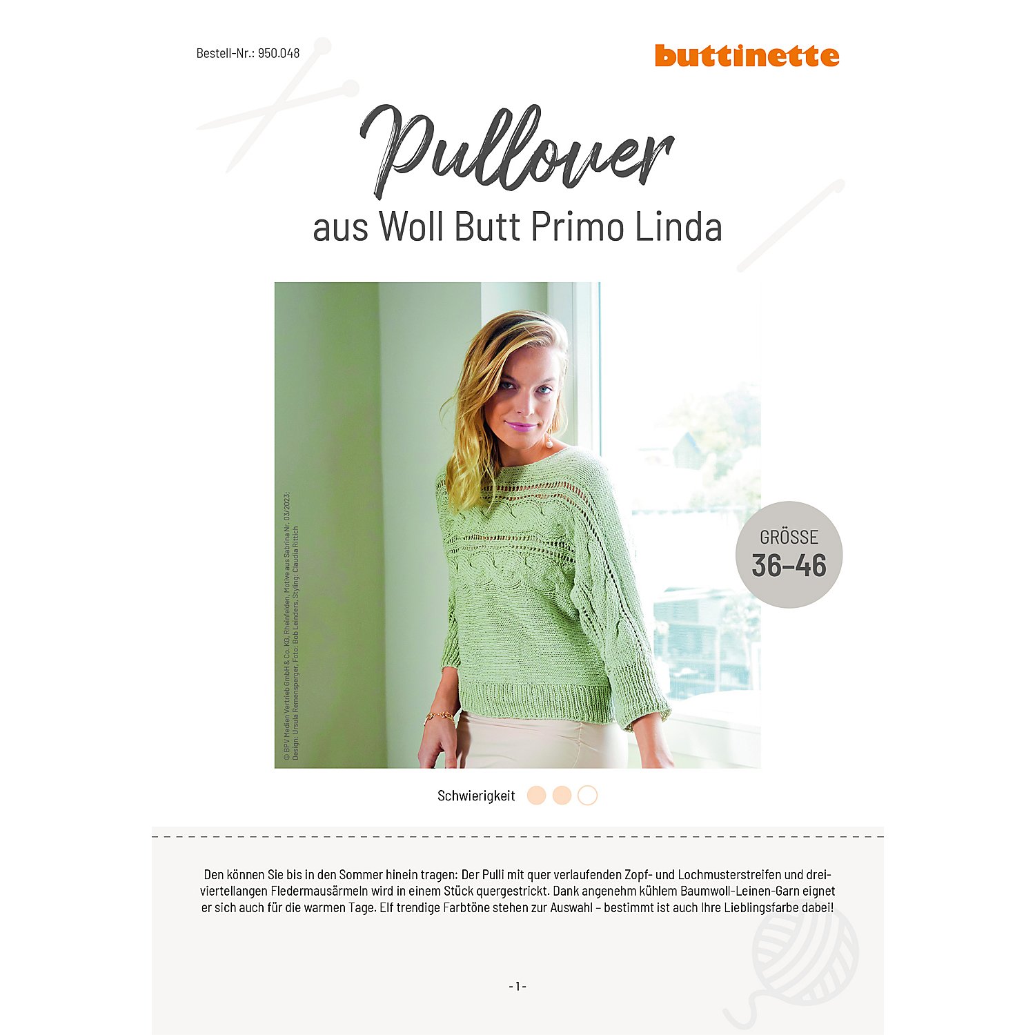 Strickanleitung - Pullover aus Woll Butt Primo Linda