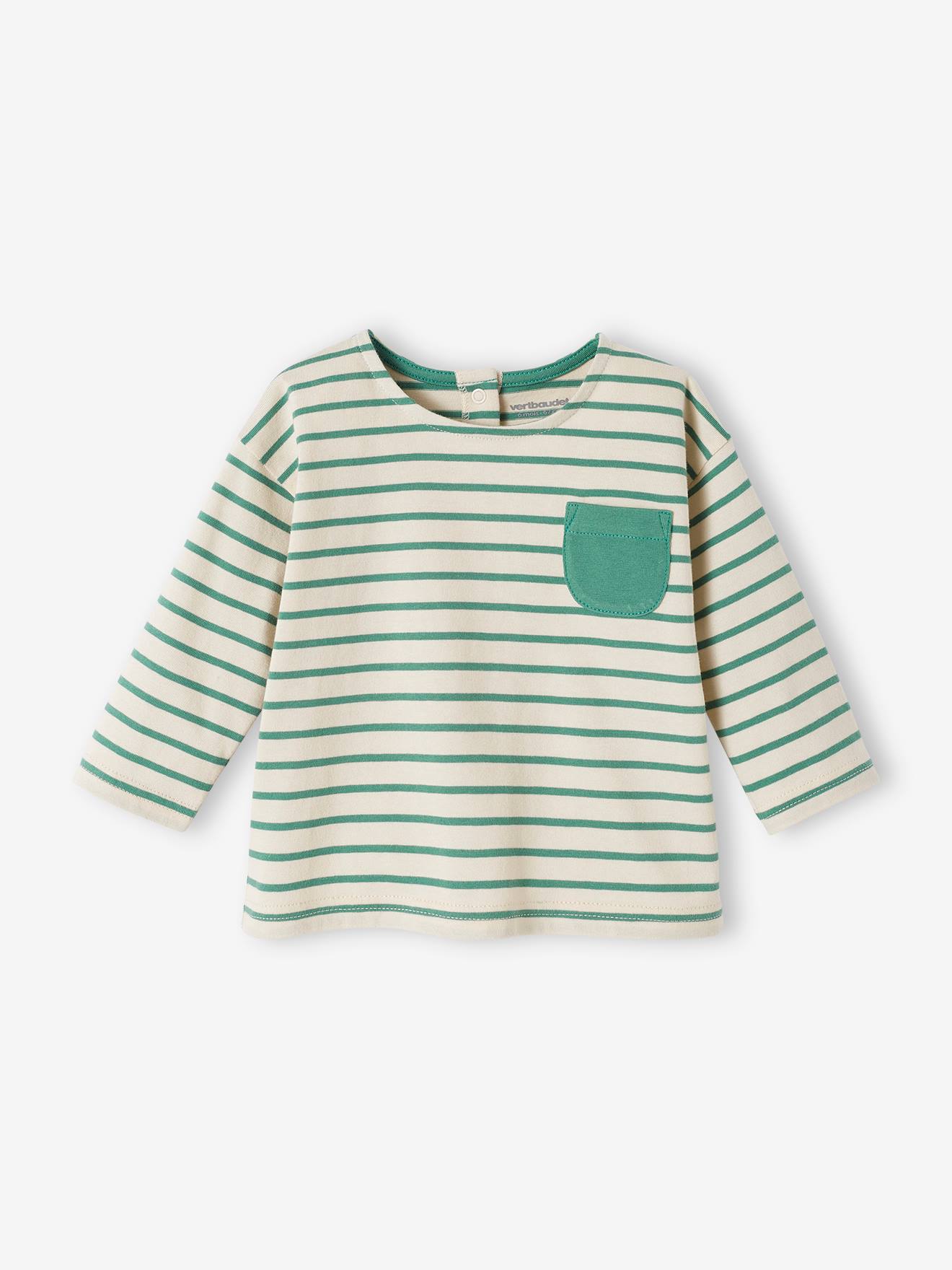 Tee-shirt rayé bébé manches longues rayé beige