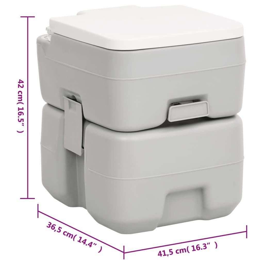 vidaXL Campingtoilette Camping-Toilette Tragbar Grau und Weiß 20 10 L HDPE