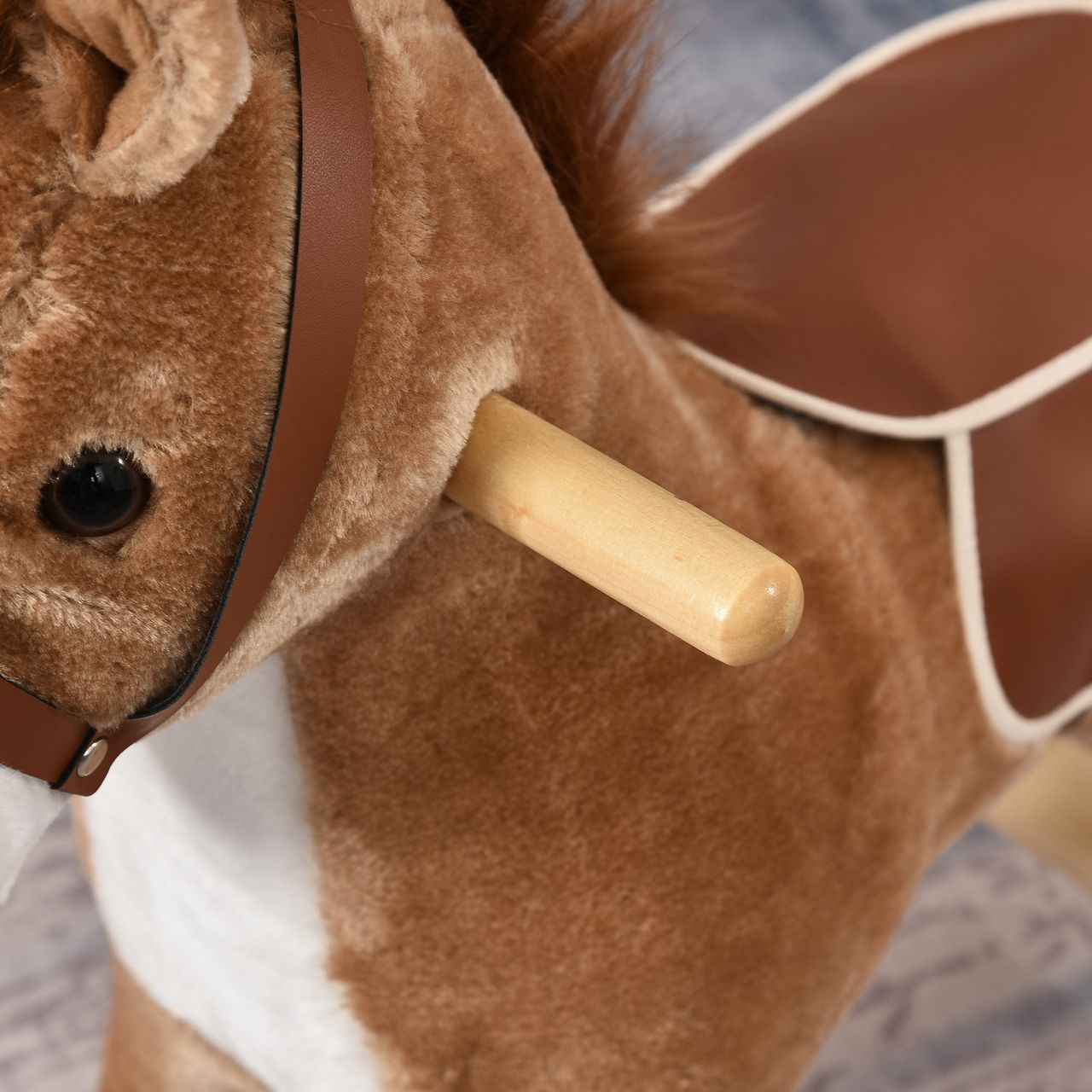 HOMCOM Kinder Schaukelpferd Baby Schaukeltier Pferd für 36-72 Monate Braun