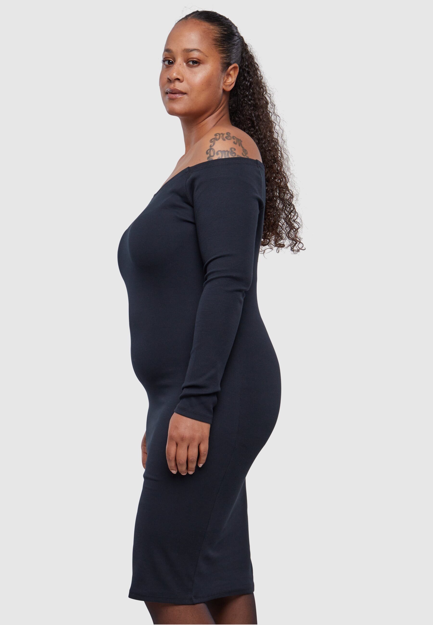 URBAN CLASSICS Stillkleid Damen Ladies Off Shoulder Longsleeve Rib Dress (1-tlg)