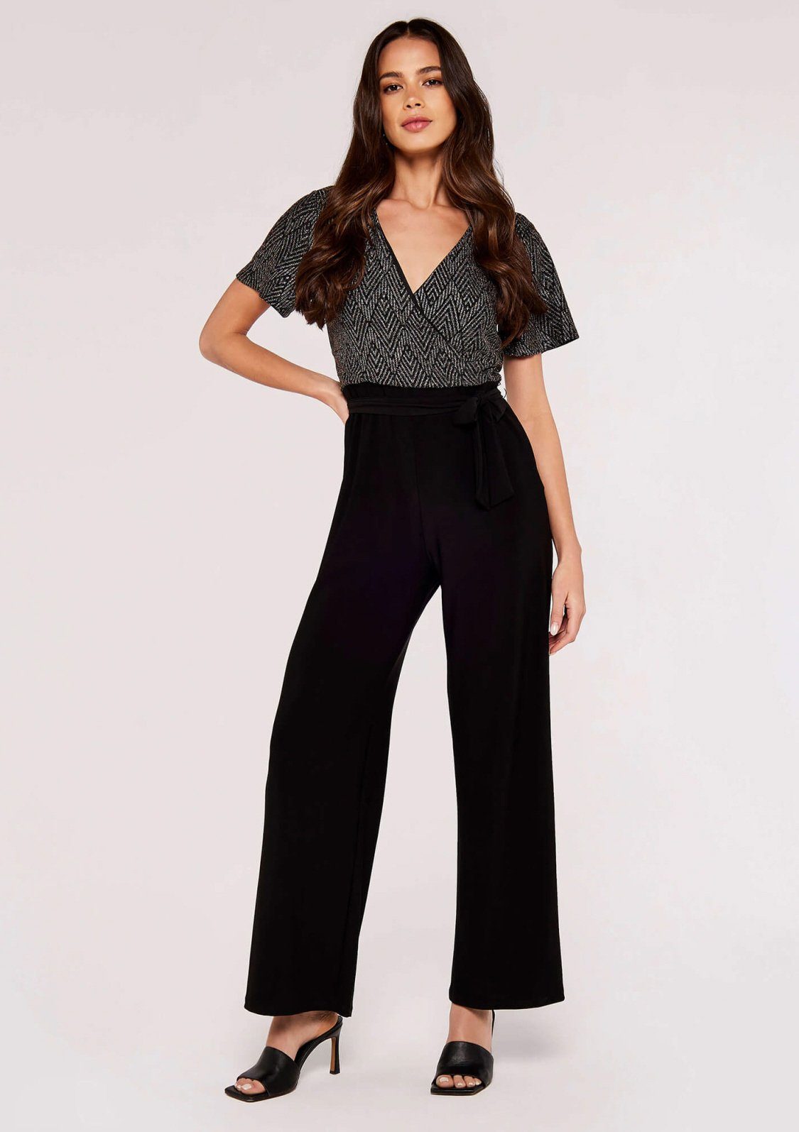 Apricot Jumpsuit Chevron Angel Sleeve Jumpsuit (1-tlg)