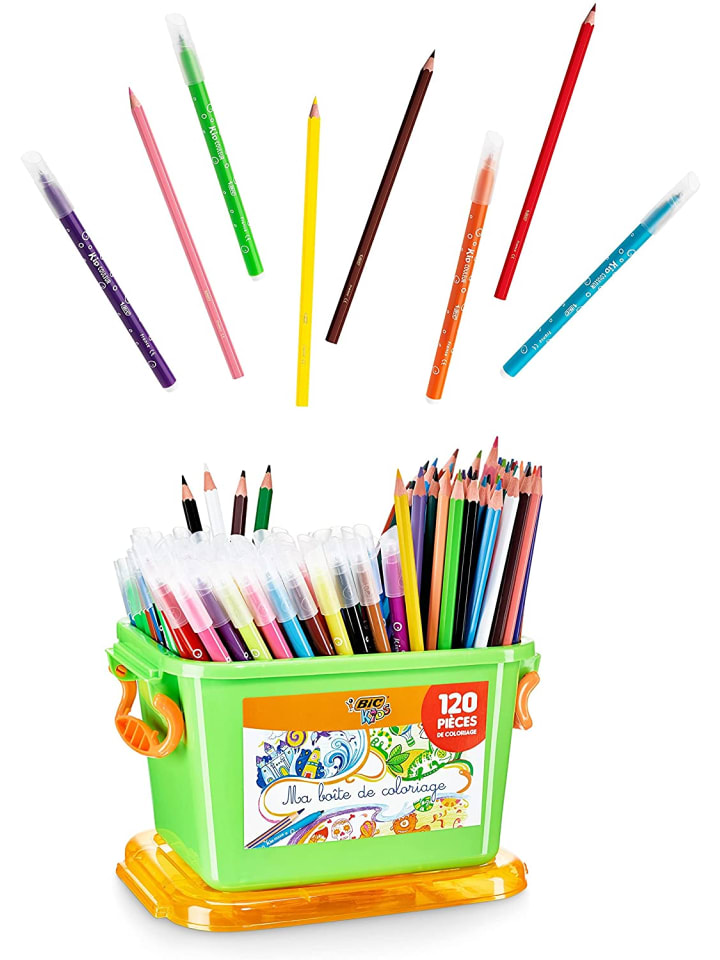 Bic Kids Stifte Set: 60 Filzstifte & 60 Buntstifte zum Malen, 120er Malkiste günstig kaufen onesize