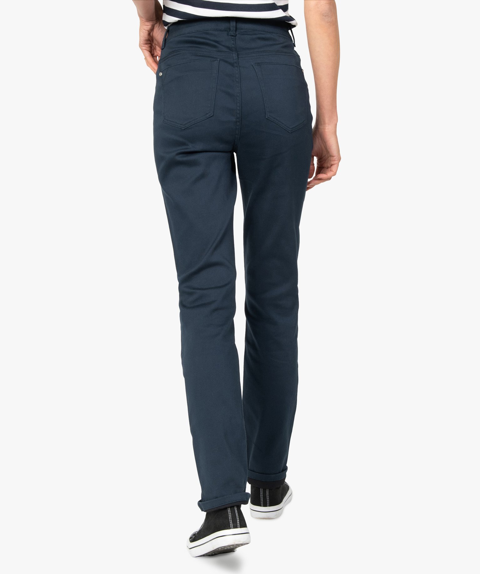 Pantalon femme coupe Regular en stretch marine | GEMO