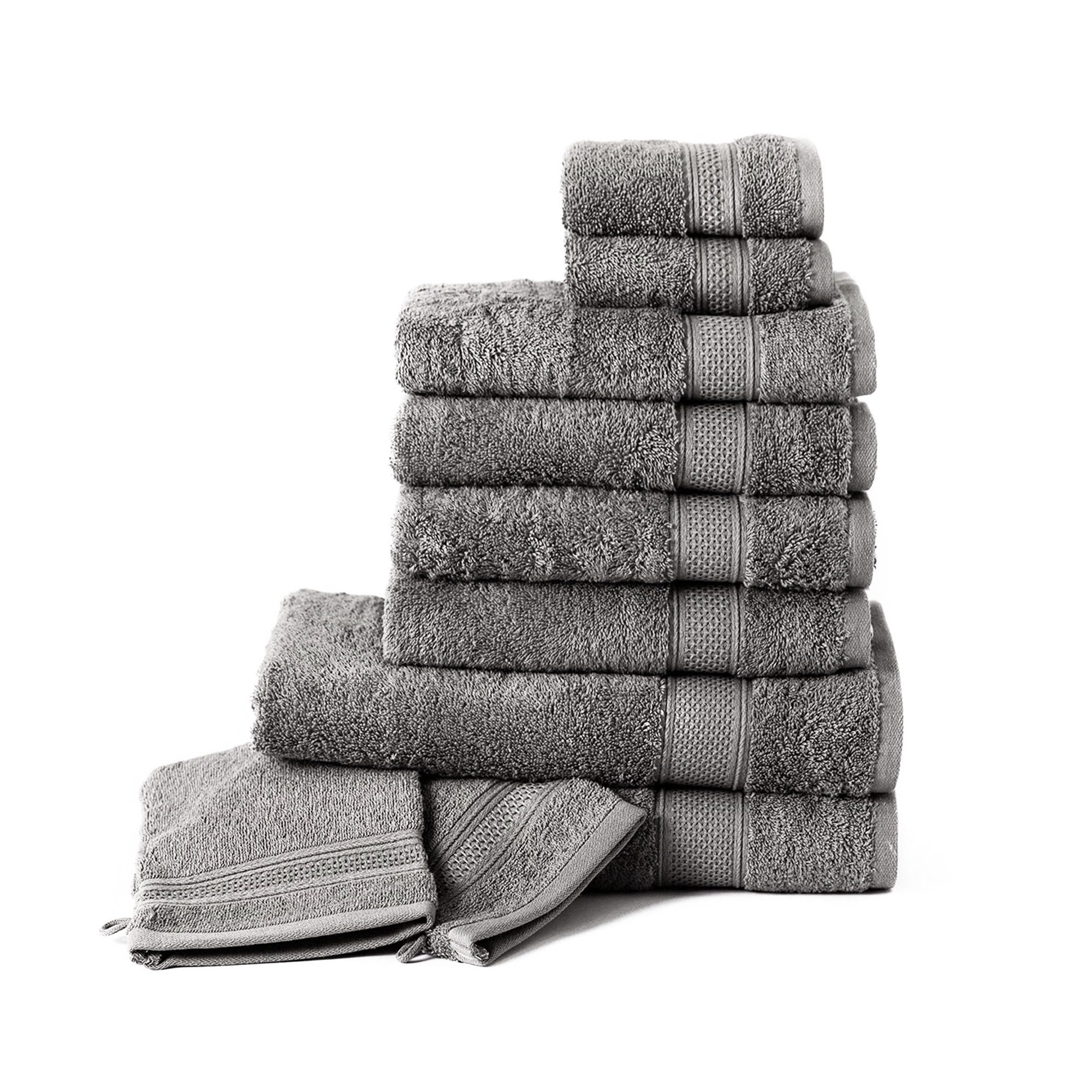 Komfortec Duschtücher Set aus %100 Baumwolle 470 g/m², Saugfähig, Schnelltrocknend, Frottee (10-St), 4x Handtuch, 2x Badetuch, 2x Gästehandtücher und 2x Waschlappen