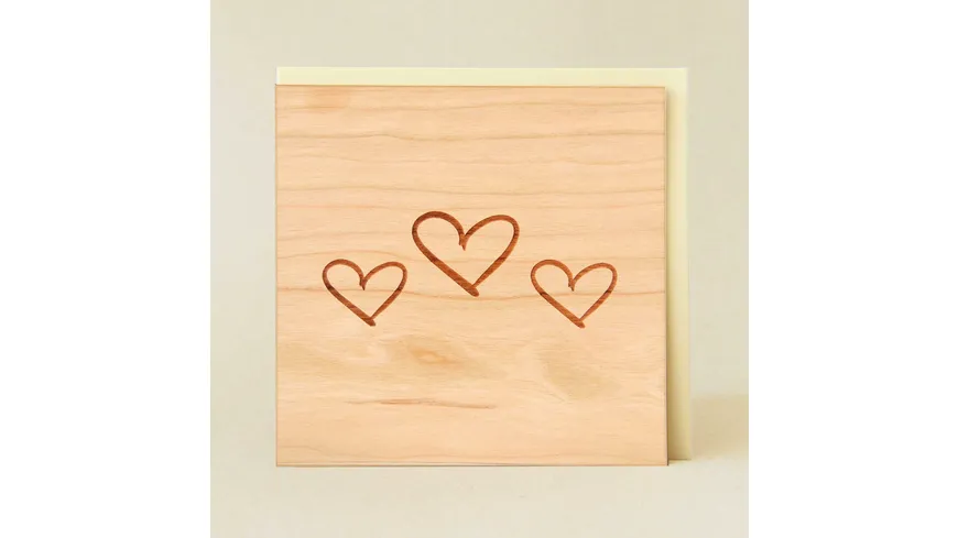Original Holzgrußkarte - Herzen