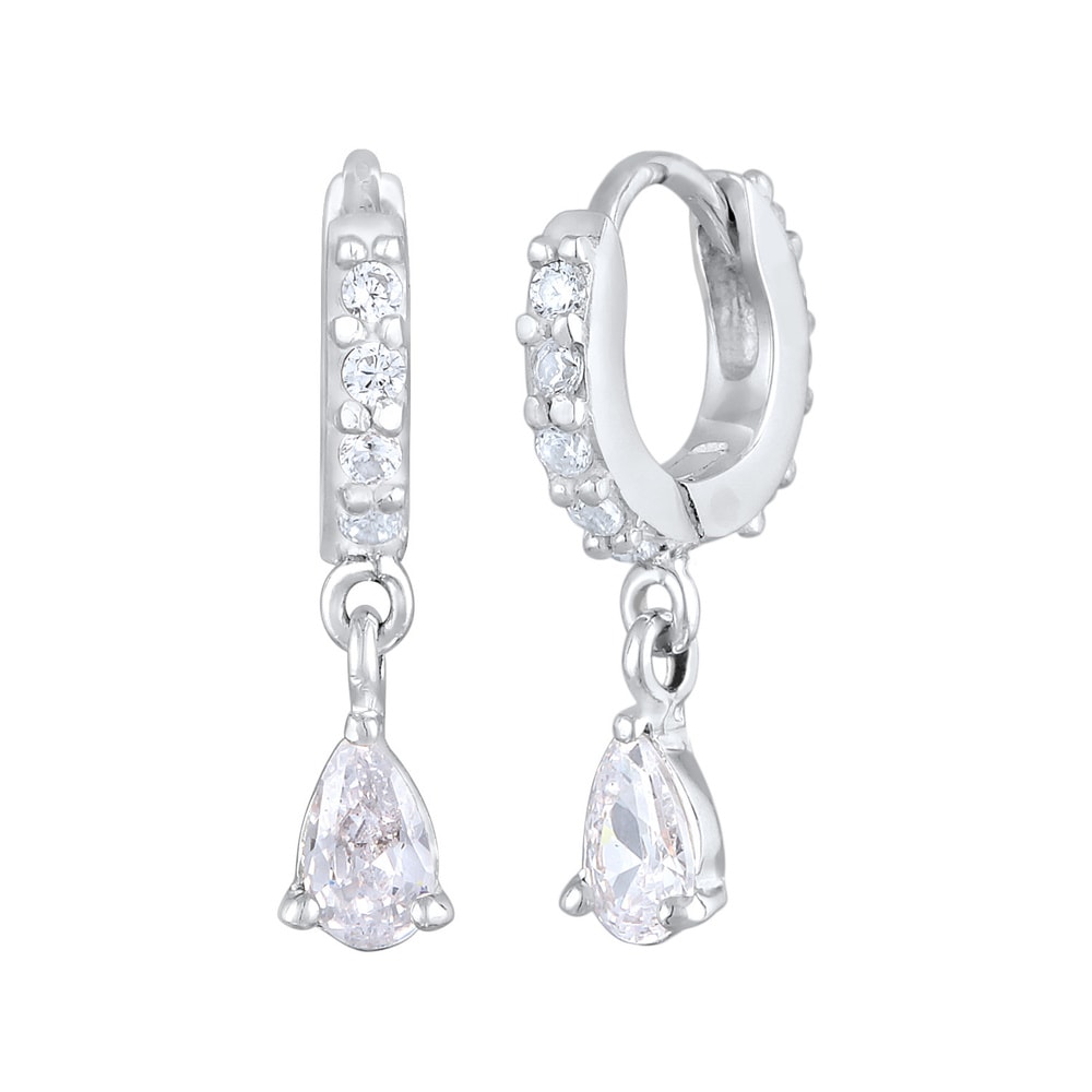 Elli Elli Boucles d'Oreilles Femmes Créoles Gouttes Élégant avec zircon en argent ster Boucles d'oreilles