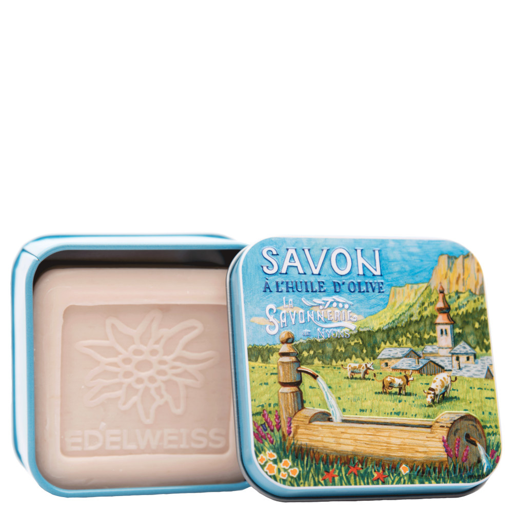 La savonnerie de nyons Savon 100g Eldeweiss et Boîte Métal Vaches Savon