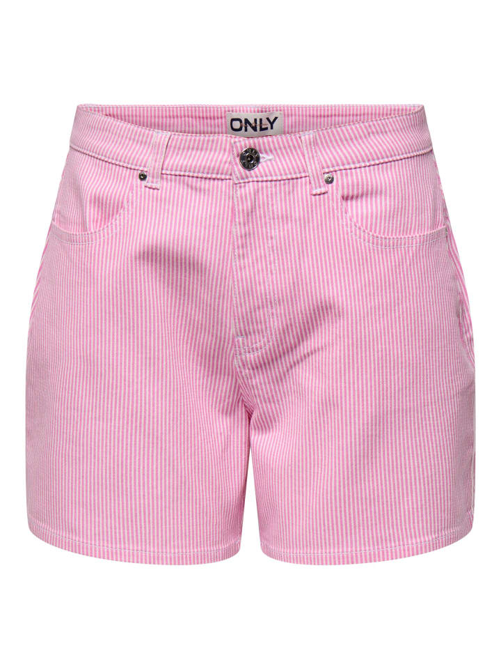 ONLY Gestreifte Bermuda Shorts mit Taschen in Pink günstig kaufen