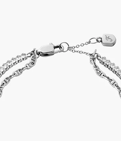 Fossil Gliederarmband Heritage D-Link Glitz Metall silberfarben