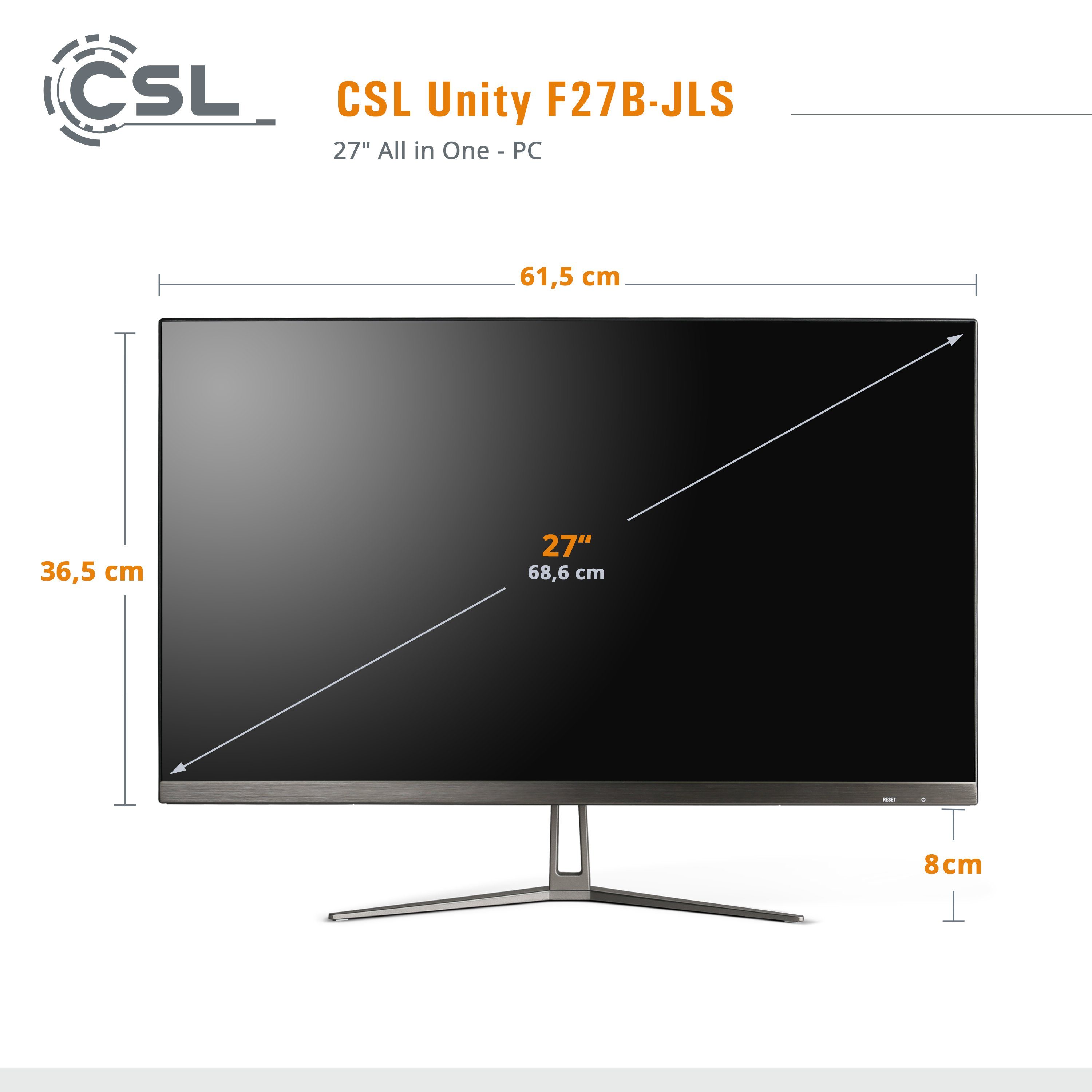 CSL Unity F27-JLS PC (27 Zoll, Intel® Celeron N5100, Intel® UHD Graphics, 16 GB RAM, 256 GB SSD, passiver CPU-Kühler)