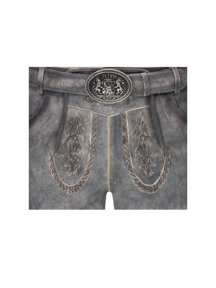 Nübler Lederhose kurz Thomas in Grau günstig kaufen