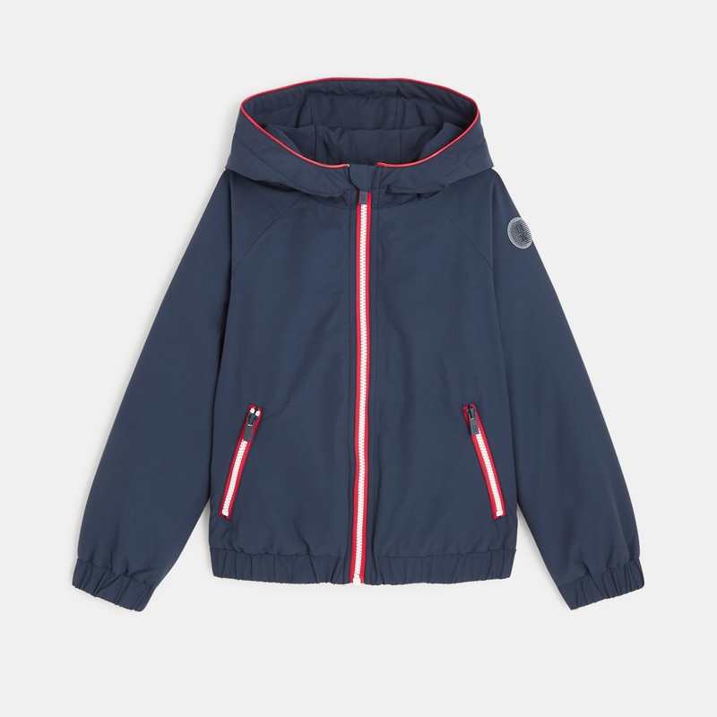 Blouson doublé à capuche bleu garçon