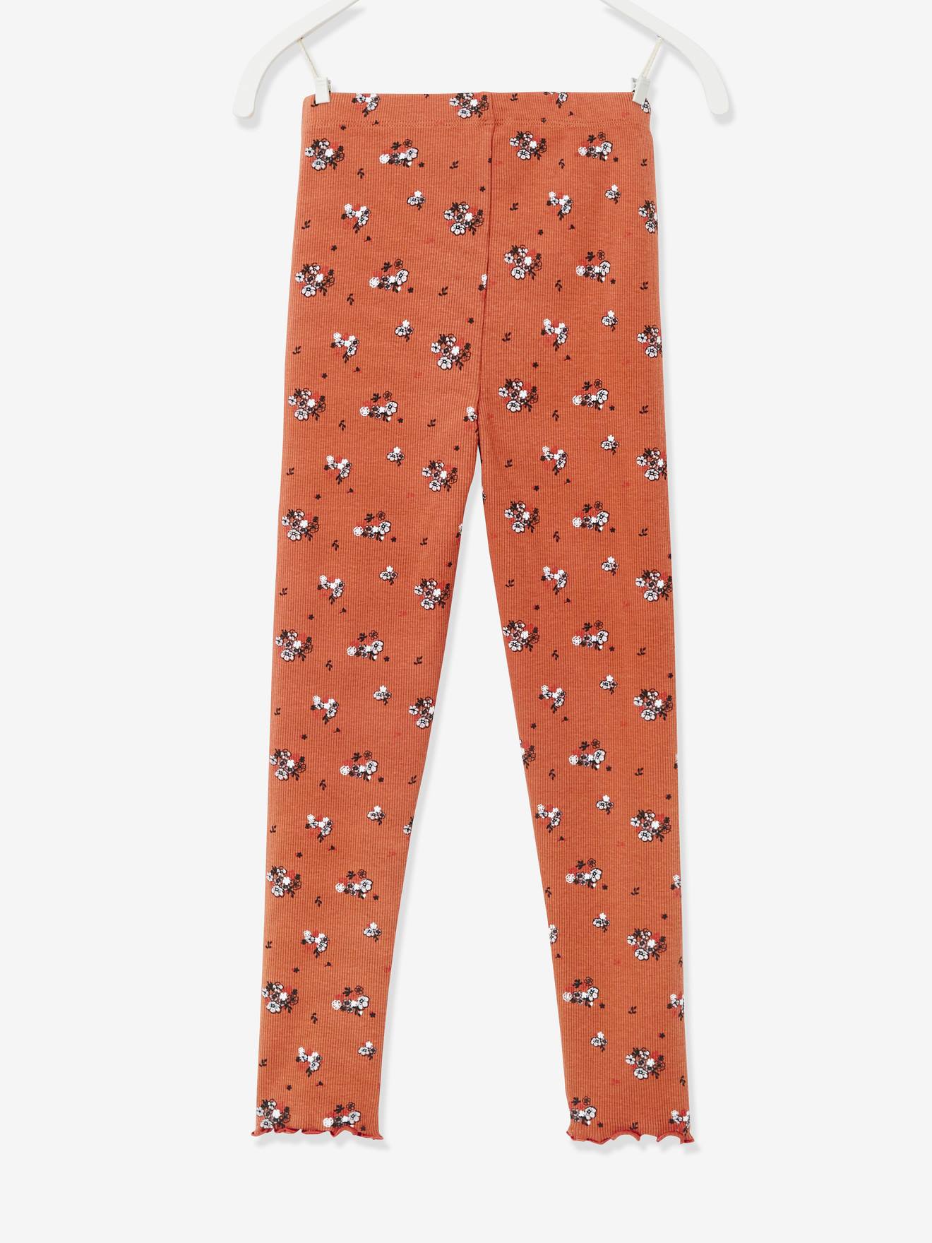 Legging imprimé en maille côtelée fille marine