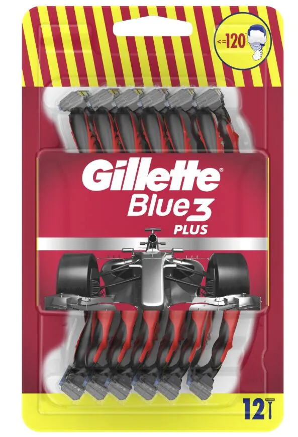 Gillette Blue3+ crveni brijači, 12 kom.