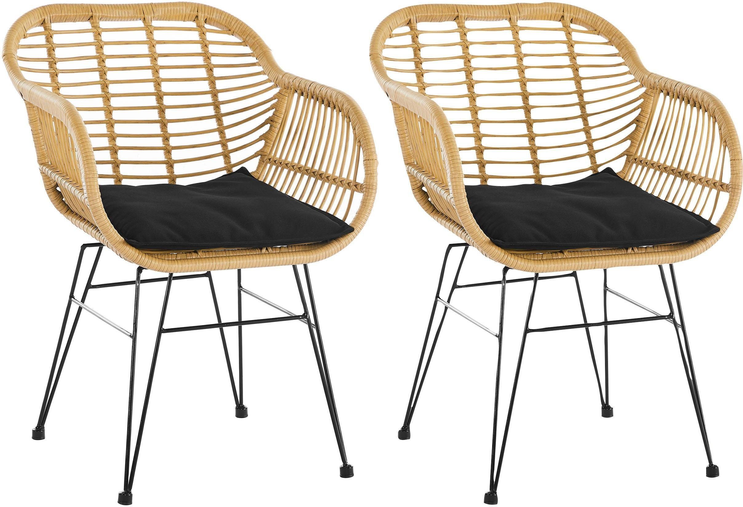SalesFever Stuhl (Set, 2 St), aus wetterfestem Kunststoffgeflecht in Rattanoptik