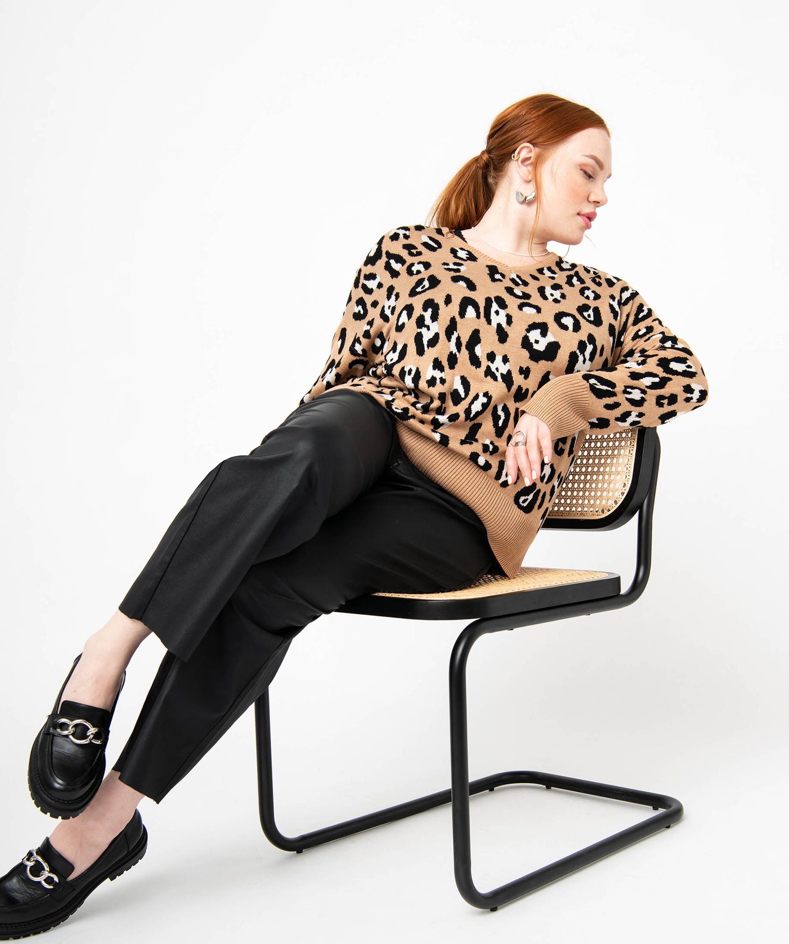 Pull imprimé à col V femme grande taille imprime | GEMO
