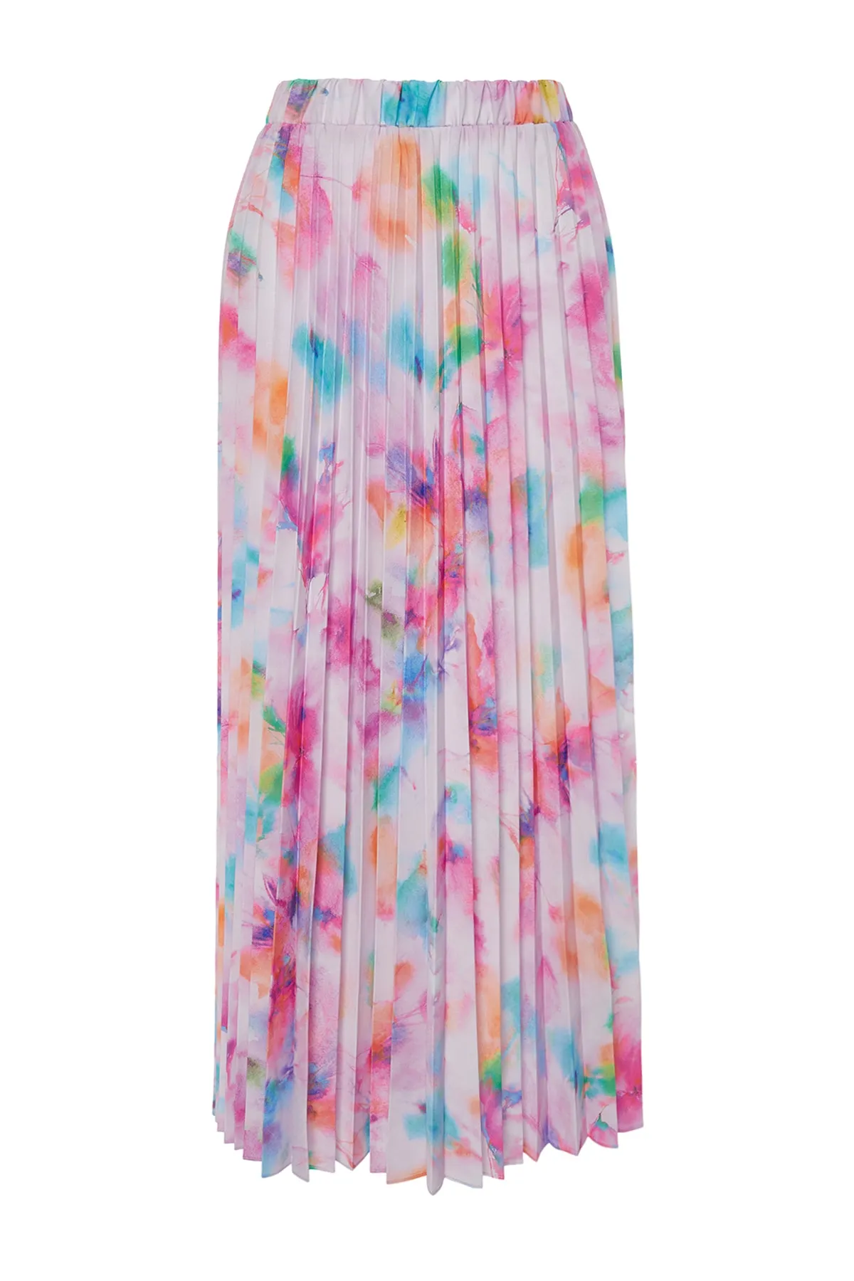 Trendyol Modest  Lilafarbener gewebter Plisseerock mit Blumenmuster und elastischer Taille TCTSS23EE00018